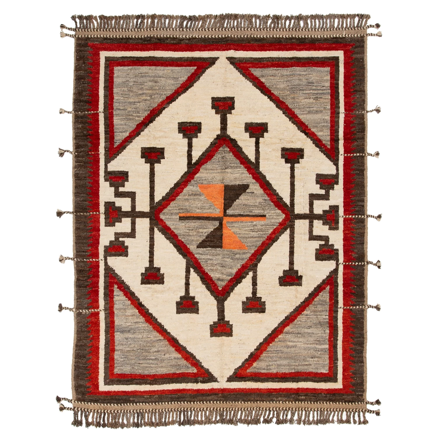Red And Brown Modern Wool Rug - 8'10'' X 10'10'' 3 Red And Brown Modern Wool Rug - 8'10'' X 10'10''