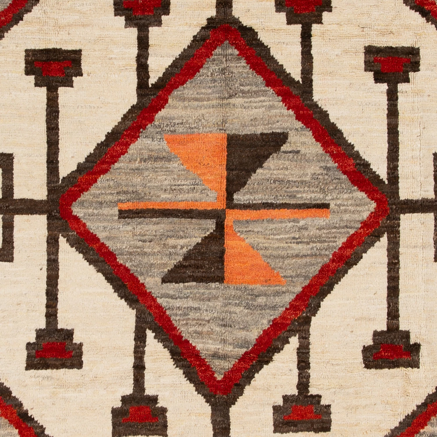 Red And Brown Modern Wool Rug - 8'10'' X 10'10'' 4 Red And Brown Modern Wool Rug - 8'10'' X 10'10'' - Image 2