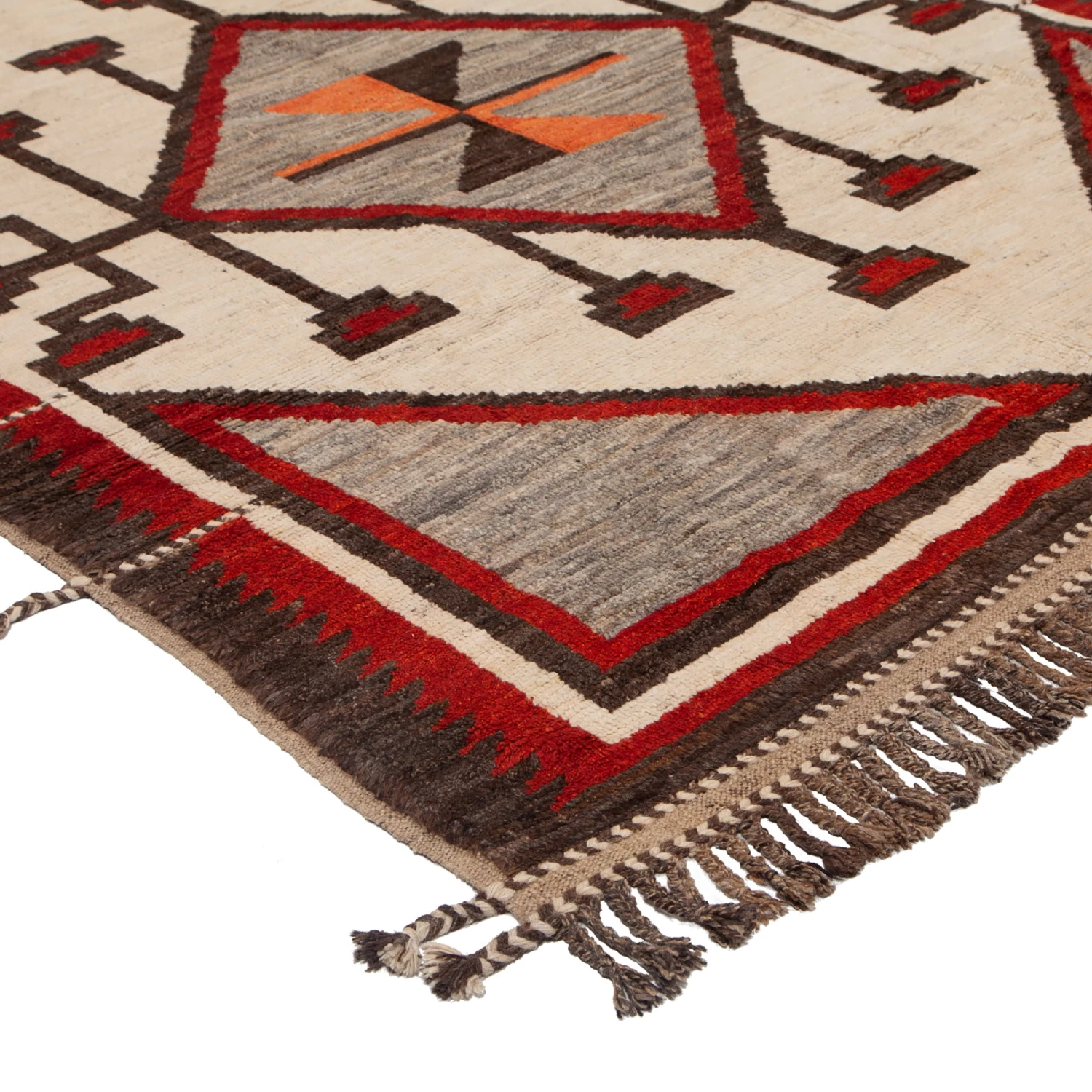 Red And Brown Modern Wool Rug - 8'10'' X 10'10'' 5 Red And Brown Modern Wool Rug - 8'10'' X 10'10'' - Image 3