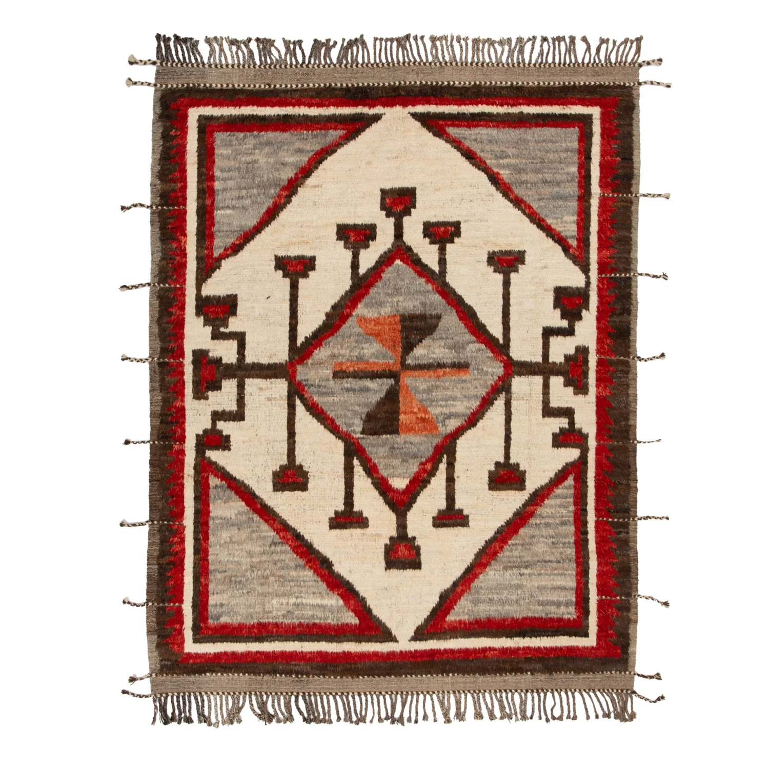 Red And Brown Modern Wool Rug - 8'4'' X 10'8'' 3 Red And Brown Modern Wool Rug - 8'4'' X 10'8''