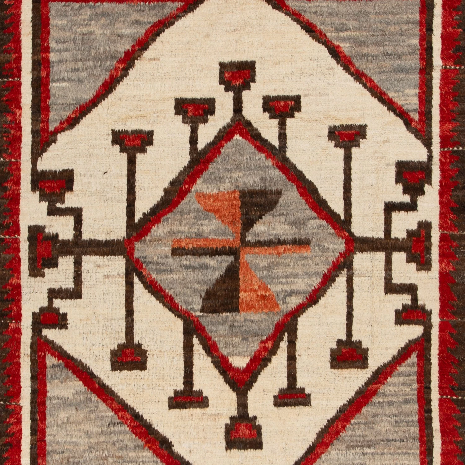 Red And Brown Modern Wool Rug - 8'4'' X 10'8'' 4 Red And Brown Modern Wool Rug - 8'4'' X 10'8'' - Image 2
