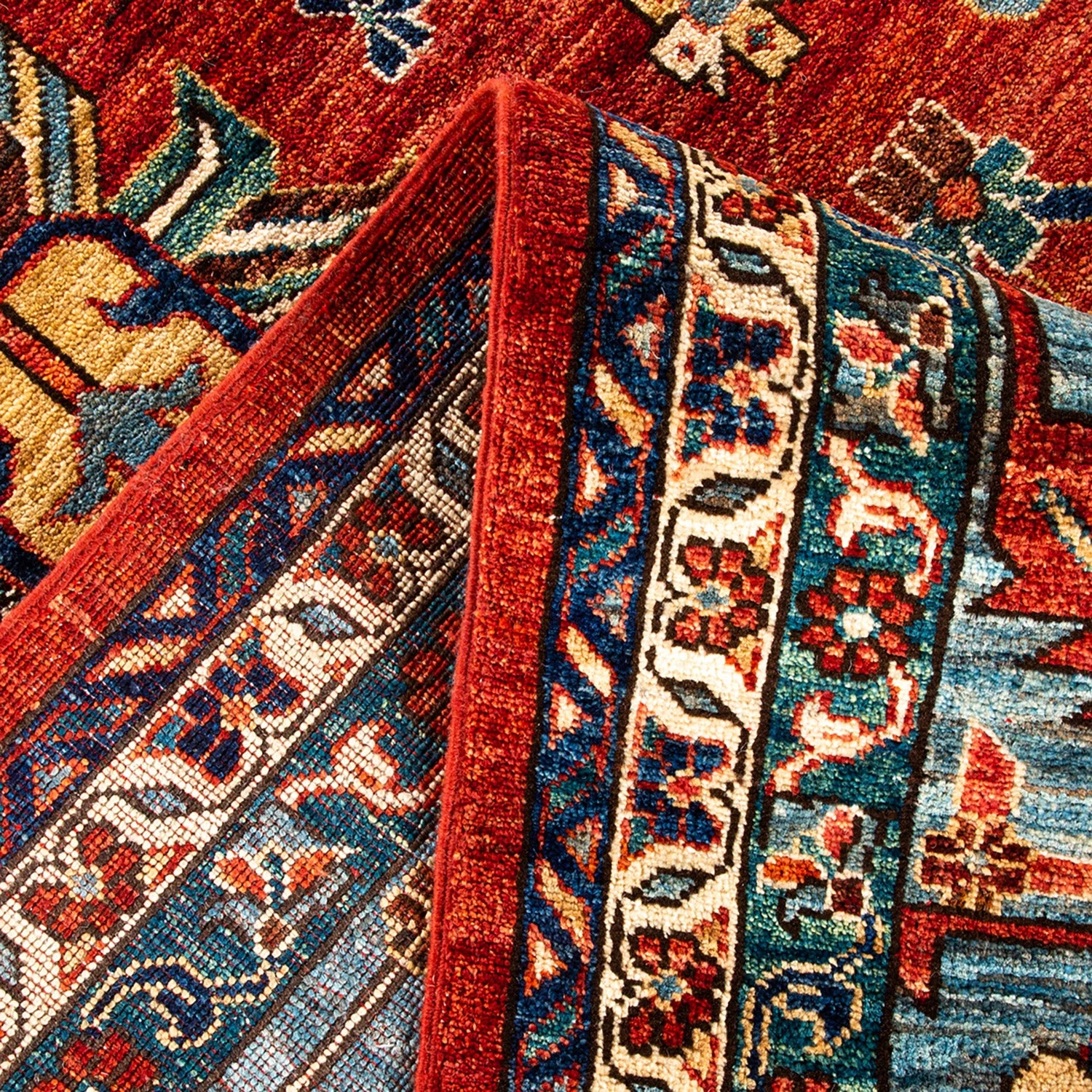 Red Traditional Wool Rug - 11'10" X 14'6" 8 Red Traditional Wool Rug - 11'10" X 14'6" - Image 6