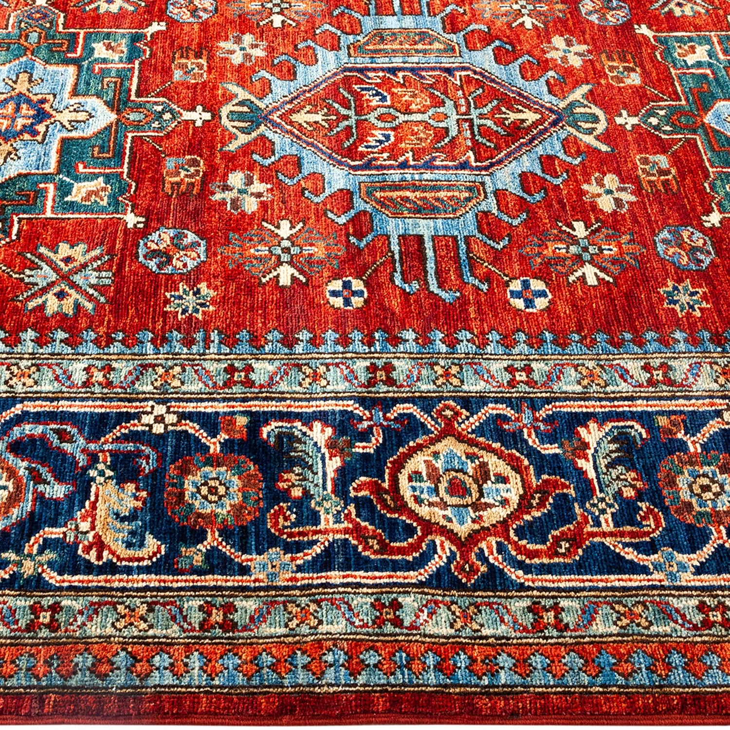 Red Traditional Wool Rug - 4'2" X 6'2" 6 Red Traditional Wool Rug - 4'2" X 6'2" - Image 4