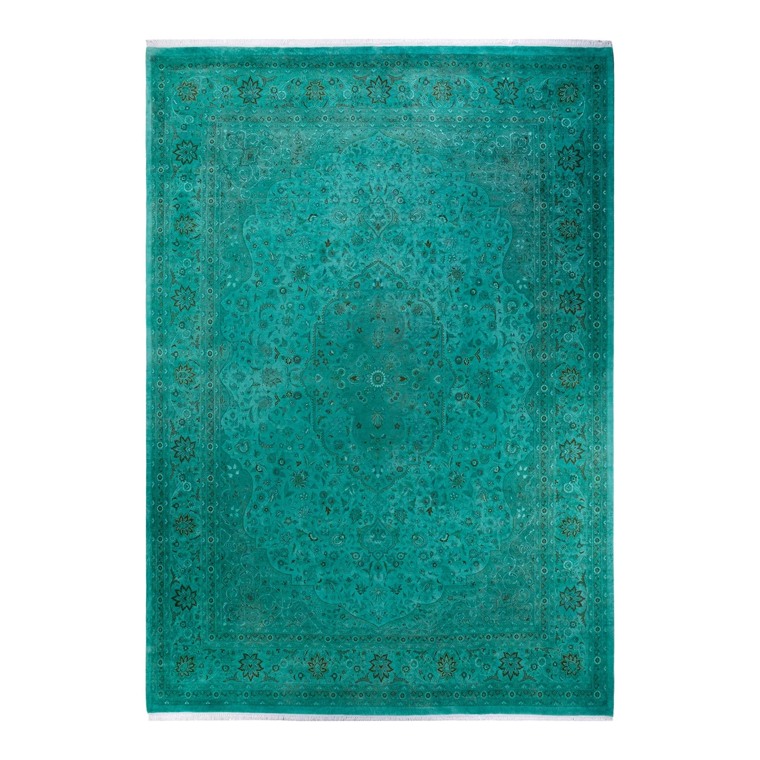 Green Overdyed Wool Rug - 10'1" X 14'5" 3 Green Overdyed Wool Rug - 10'1" X 14'5"