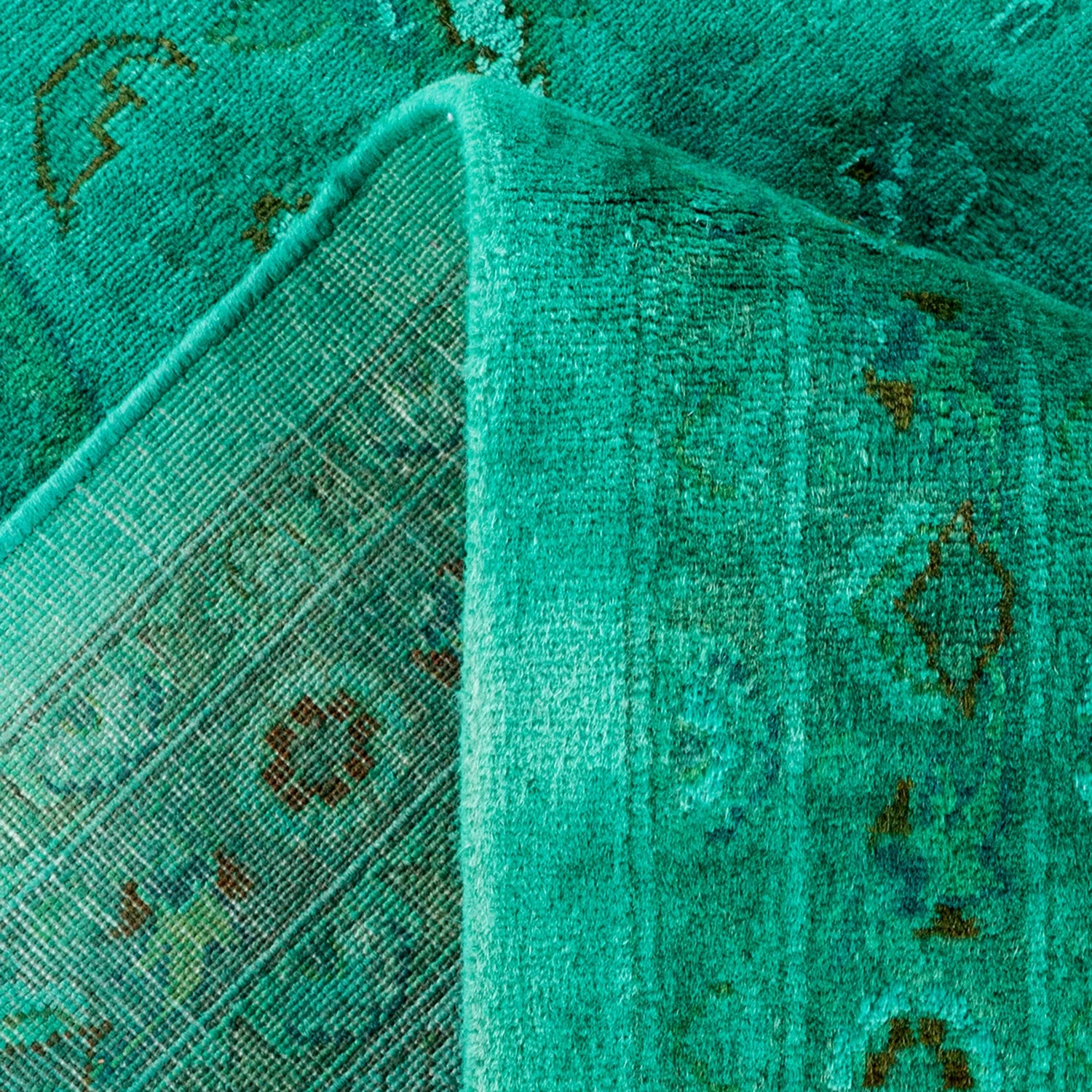 Green Overdyed Wool Rug - 10'1" X 14'5" 8 Green Overdyed Wool Rug - 10'1" X 14'5" - Image 6