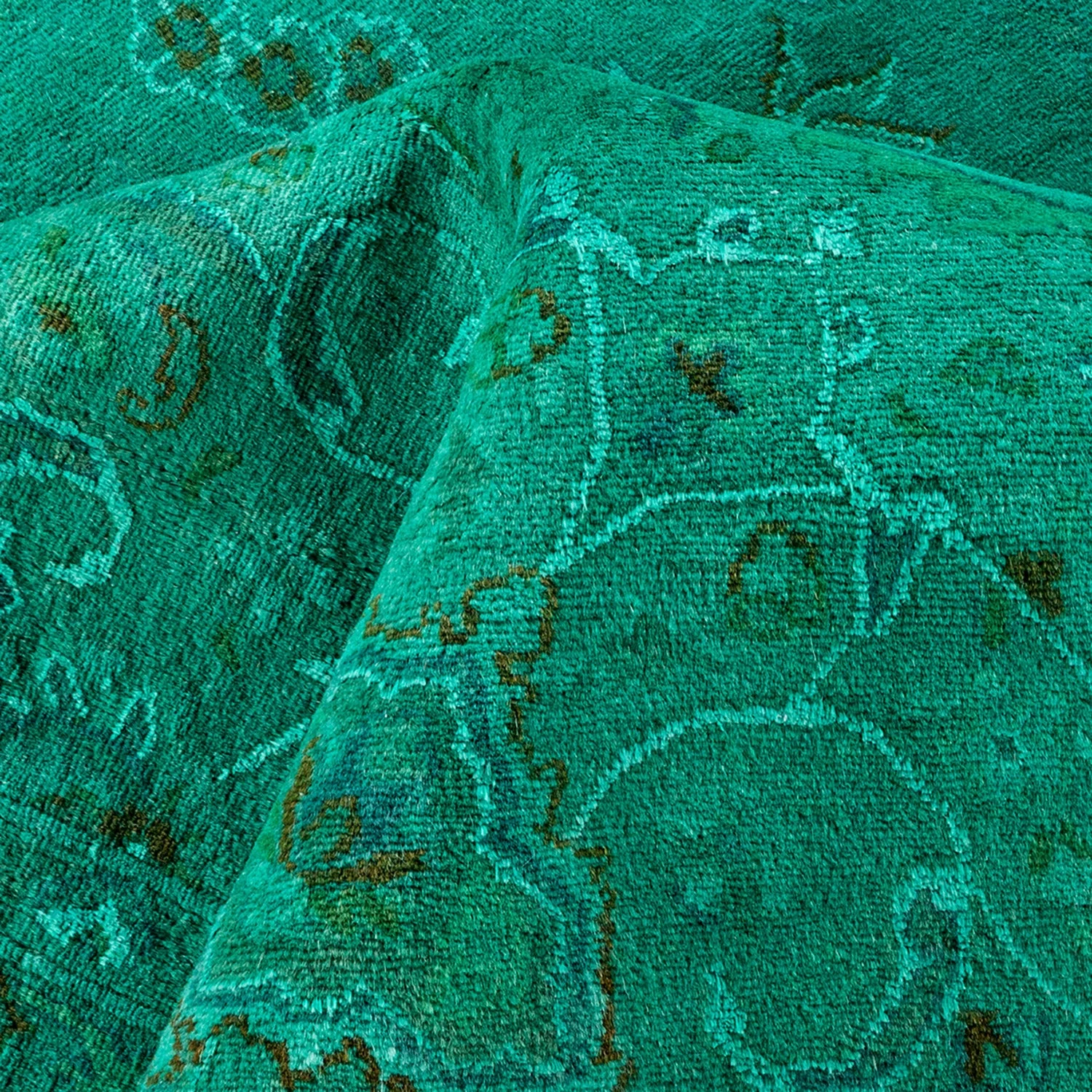Green Overdyed Wool Rug - 10'1" X 14'5" 9 Green Overdyed Wool Rug - 10'1" X 14'5" - Image 7