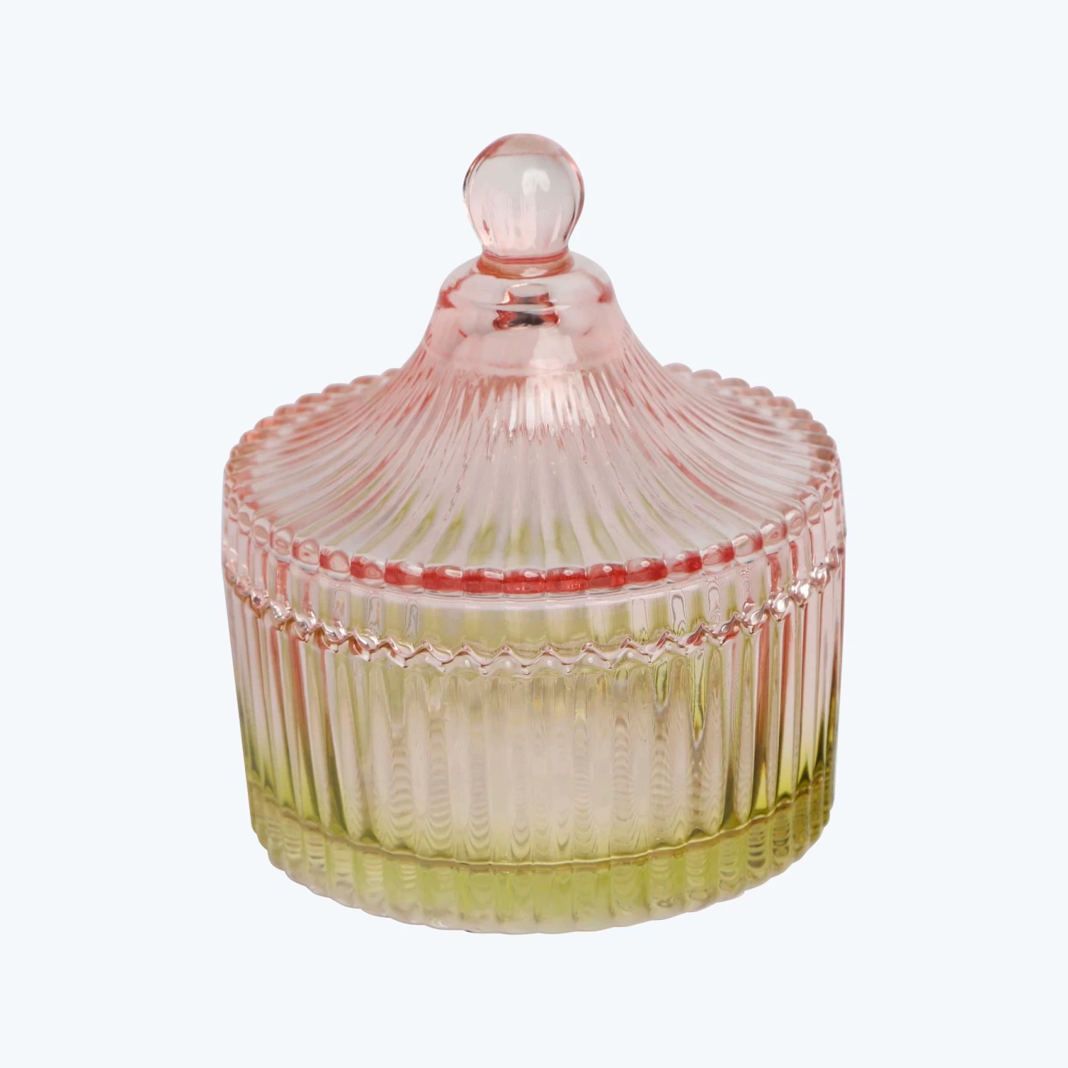 Depression Glass Stripe Storage Jar, Lime & Rose 3 Depression Glass Stripe Storage Jar, Lime & Rose