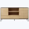 Oak 3-Door Blackbird Sideboard Black 2 Oak 3-Door Blackbird Sideboard Black -Home Comprehensive Shop 3032197 1