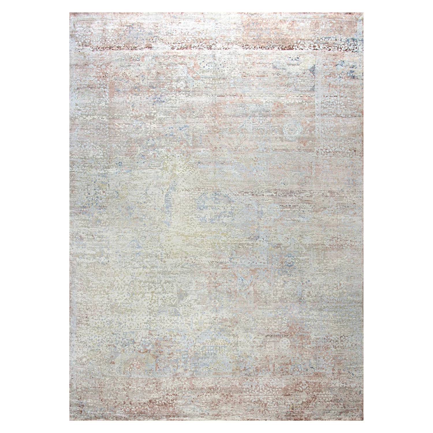 Beige Samoke Transitional Silk Cotton Blend Rug - 8'11" X 12'3" 3 Beige Samoke Transitional Silk Cotton Blend Rug - 8'11" X 12'3"