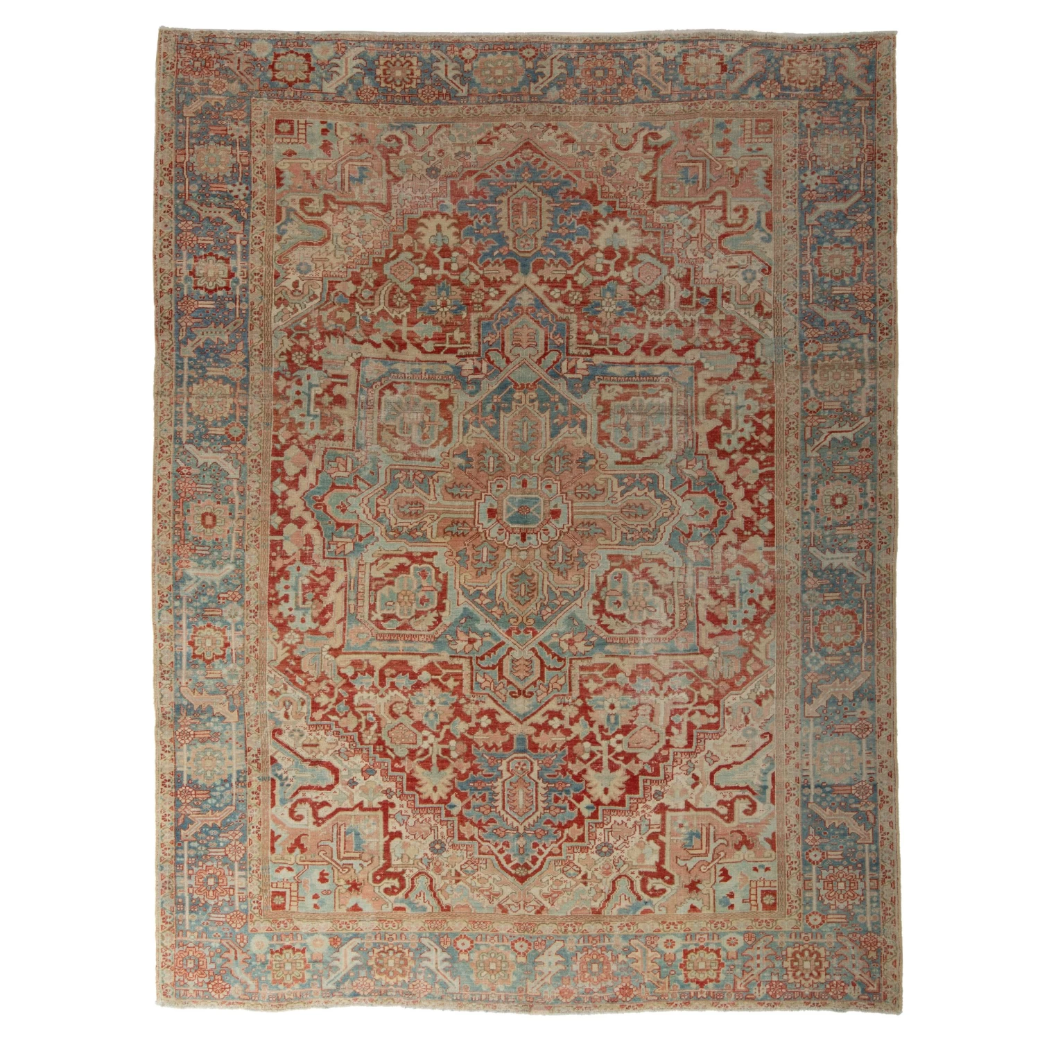 Red Vintage Turkish Medallion Wool Rug - 9'1" X 11'10" 3 Red Vintage Turkish Medallion Wool Rug - 9'1" X 11'10"