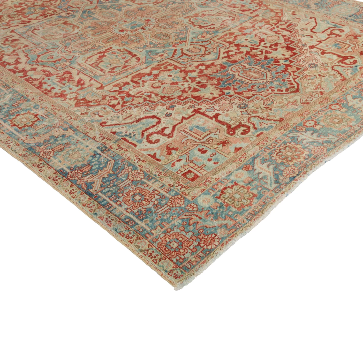 Red Vintage Turkish Medallion Wool Rug - 9'1" X 11'10" 5 Red Vintage Turkish Medallion Wool Rug - 9'1" X 11'10" - Image 3