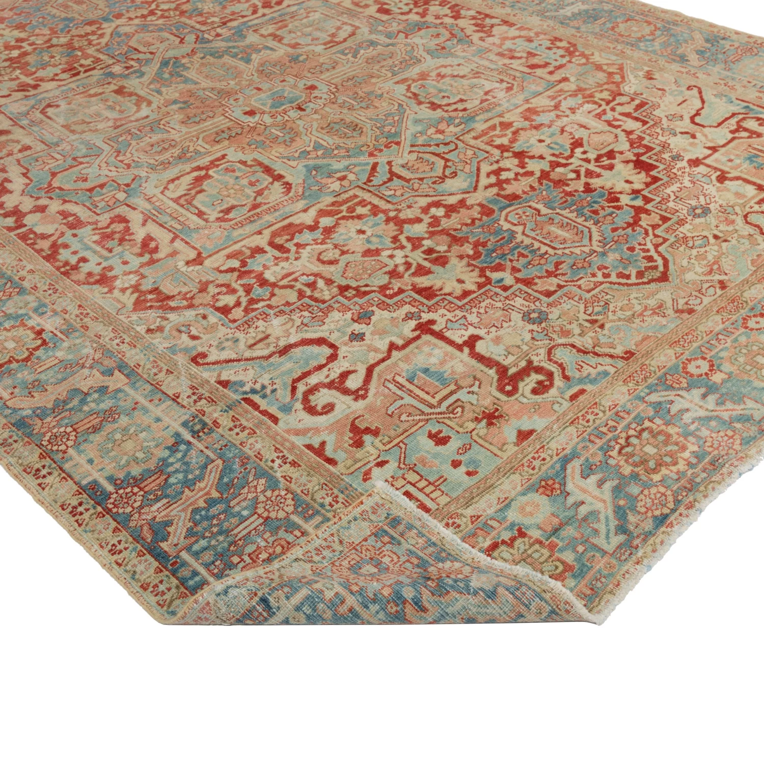 Red Vintage Turkish Medallion Wool Rug - 9'1" X 11'10" 6 Red Vintage Turkish Medallion Wool Rug - 9'1" X 11'10" - Image 4