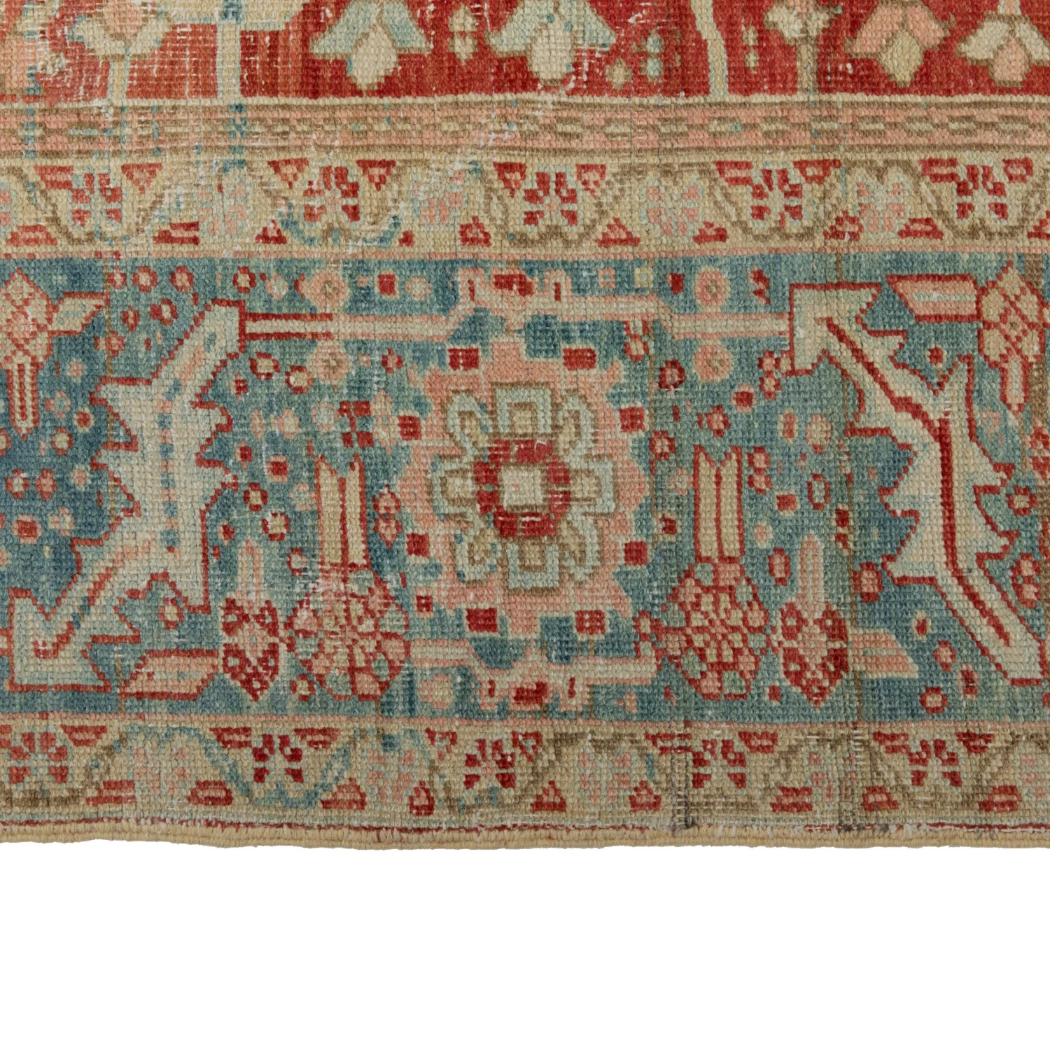 Red Vintage Turkish Medallion Wool Rug - 9'1" X 11'10" 7 Red Vintage Turkish Medallion Wool Rug - 9'1" X 11'10" - Image 5