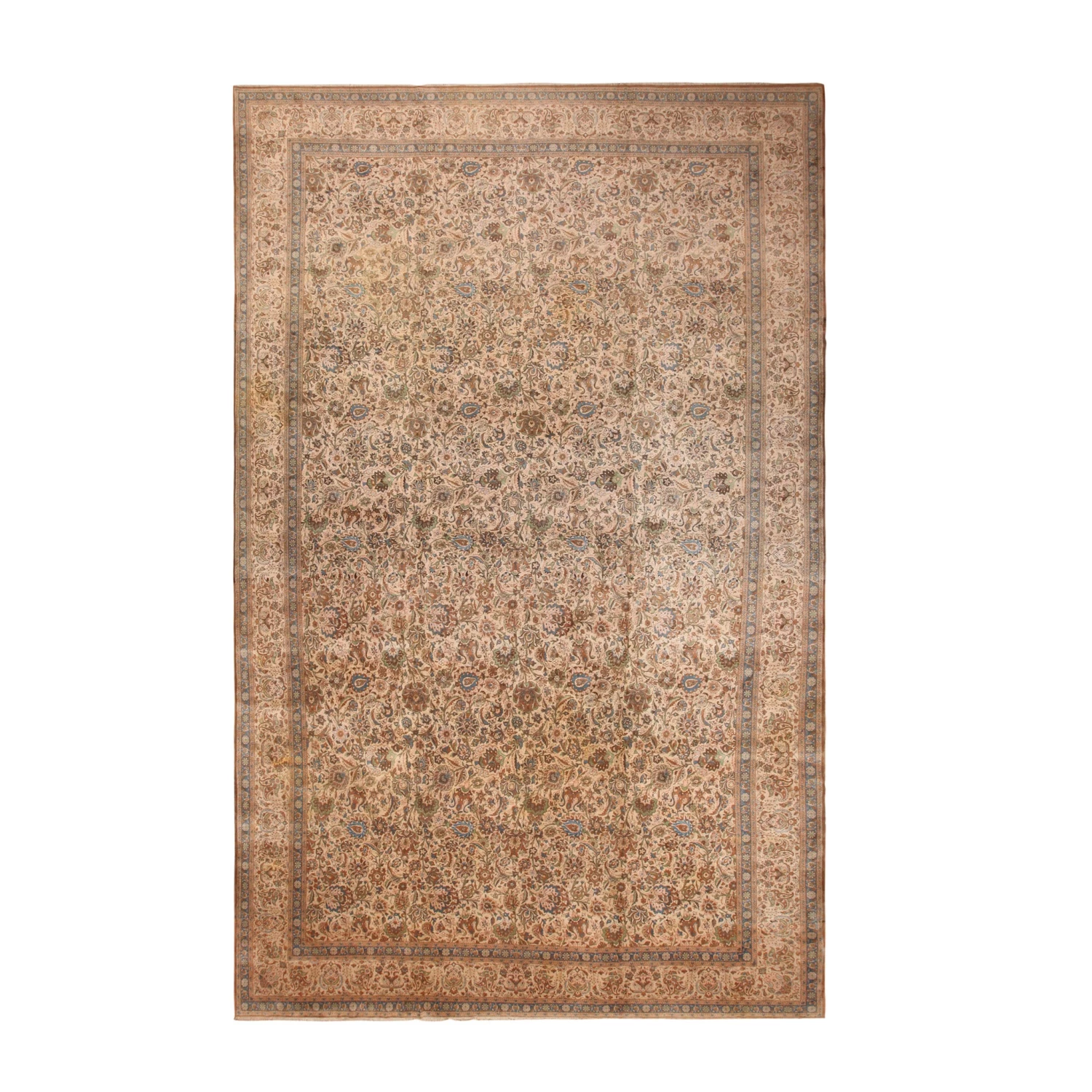 Brown Vintage Wool Tabriz Persian Rug - 12'7" X 20'5" 3 Brown Vintage Wool Tabriz Persian Rug - 12'7" X 20'5"
