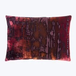 Brushstroke Velvet Lumbar Pillow, Wildberry