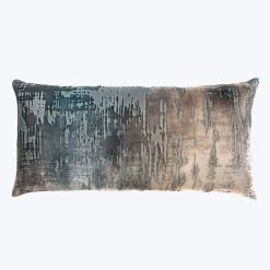 Brushstroke Velvet Lumbar Pillow, Gunmetal