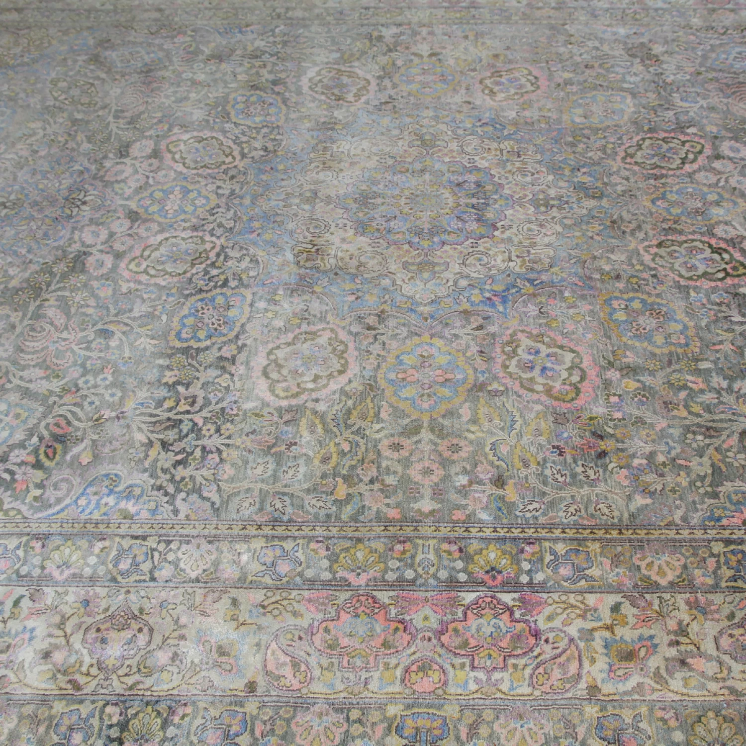 Blue Transitional Silk Rug - 9' X 12'7" 4 Blue Transitional Silk Rug - 9' X 12'7" - Image 2