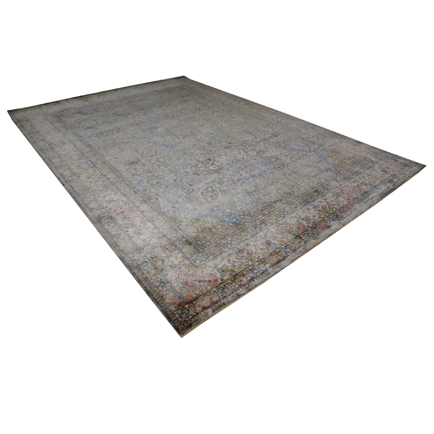 Blue Transitional Silk Rug - 9' X 12'7" 6 Blue Transitional Silk Rug - 9' X 12'7" - Image 4