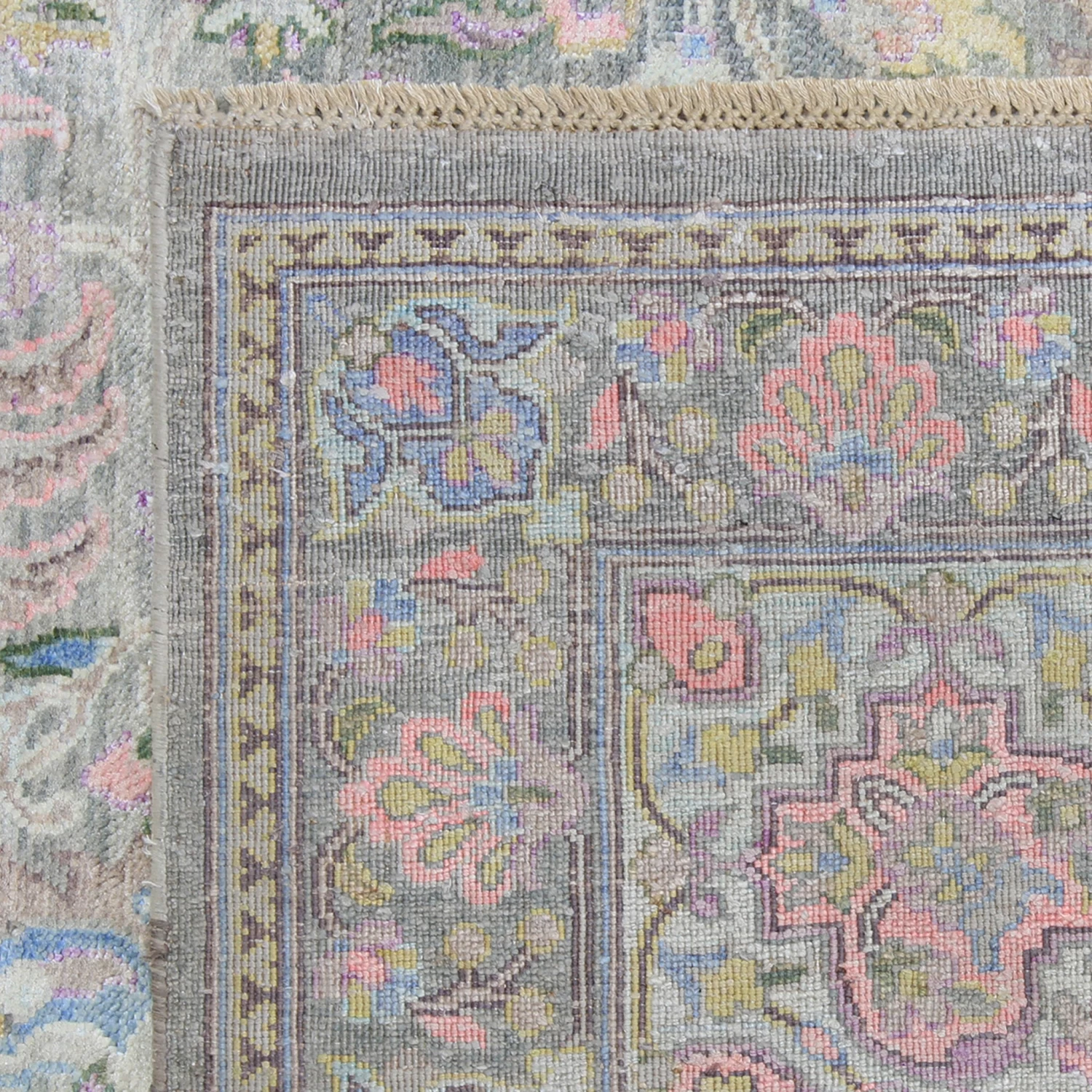 Blue Transitional Silk Rug - 9' X 12'7" 7 Blue Transitional Silk Rug - 9' X 12'7" - Image 5