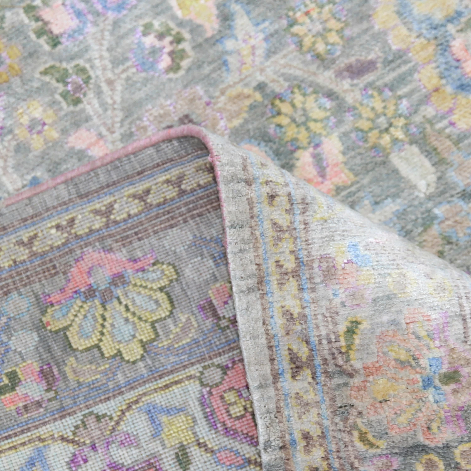 Blue Transitional Silk Rug - 9' X 12'7" 8 Blue Transitional Silk Rug - 9' X 12'7" - Image 6