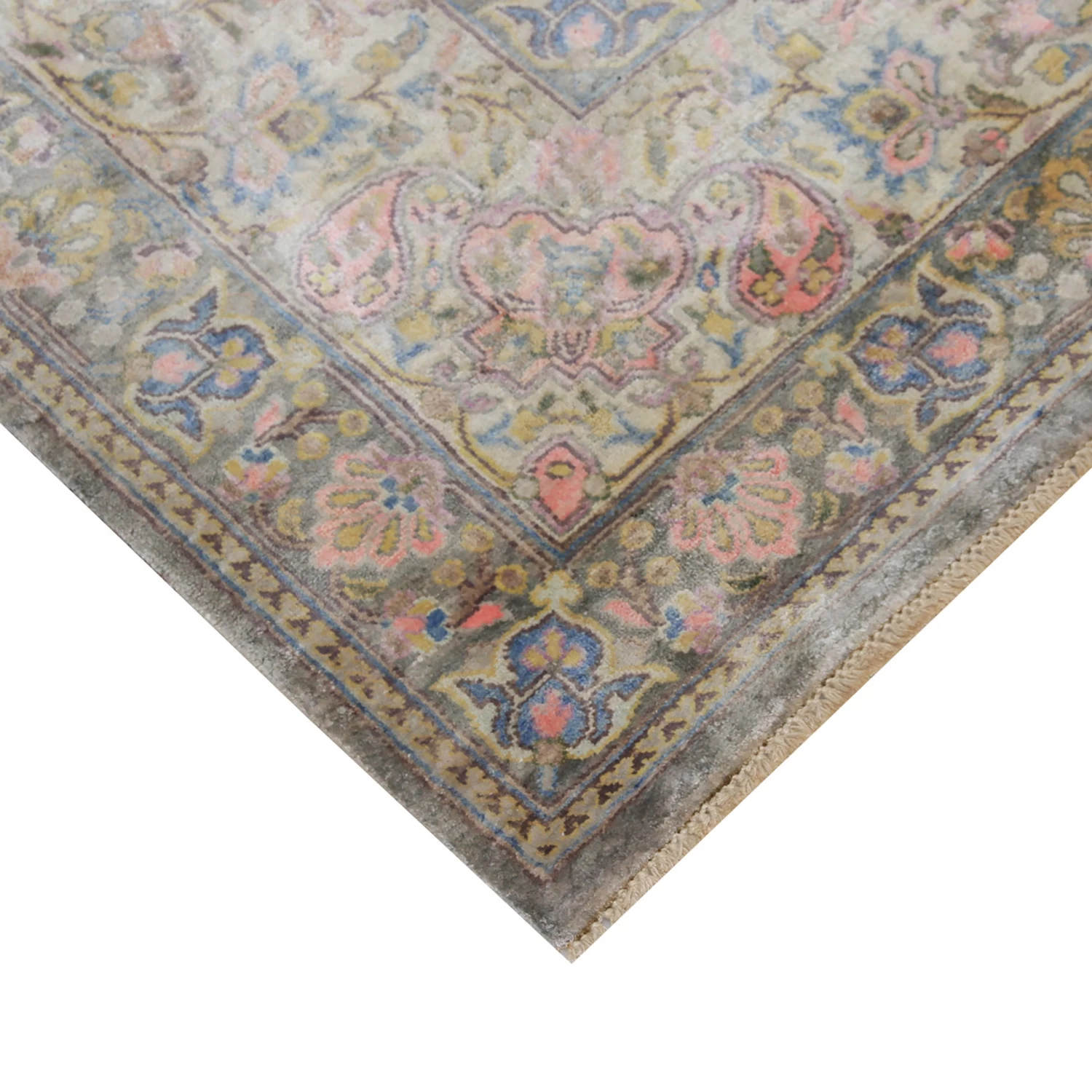 Blue Transitional Silk Rug - 9' X 12'7" 9 Blue Transitional Silk Rug - 9' X 12'7" - Image 7