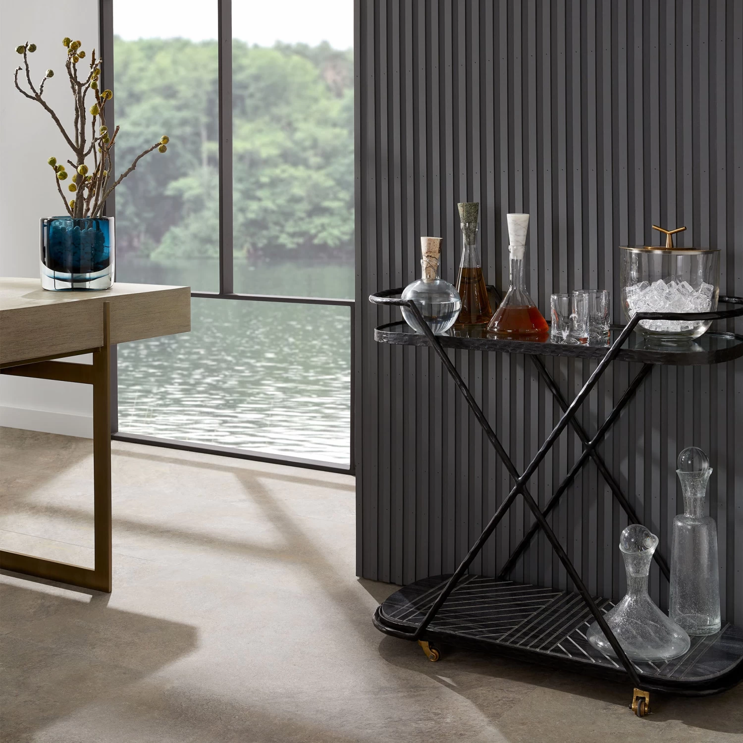 Blackened Iron Bar Cart 4 Blackened Iron Bar Cart - Image 2