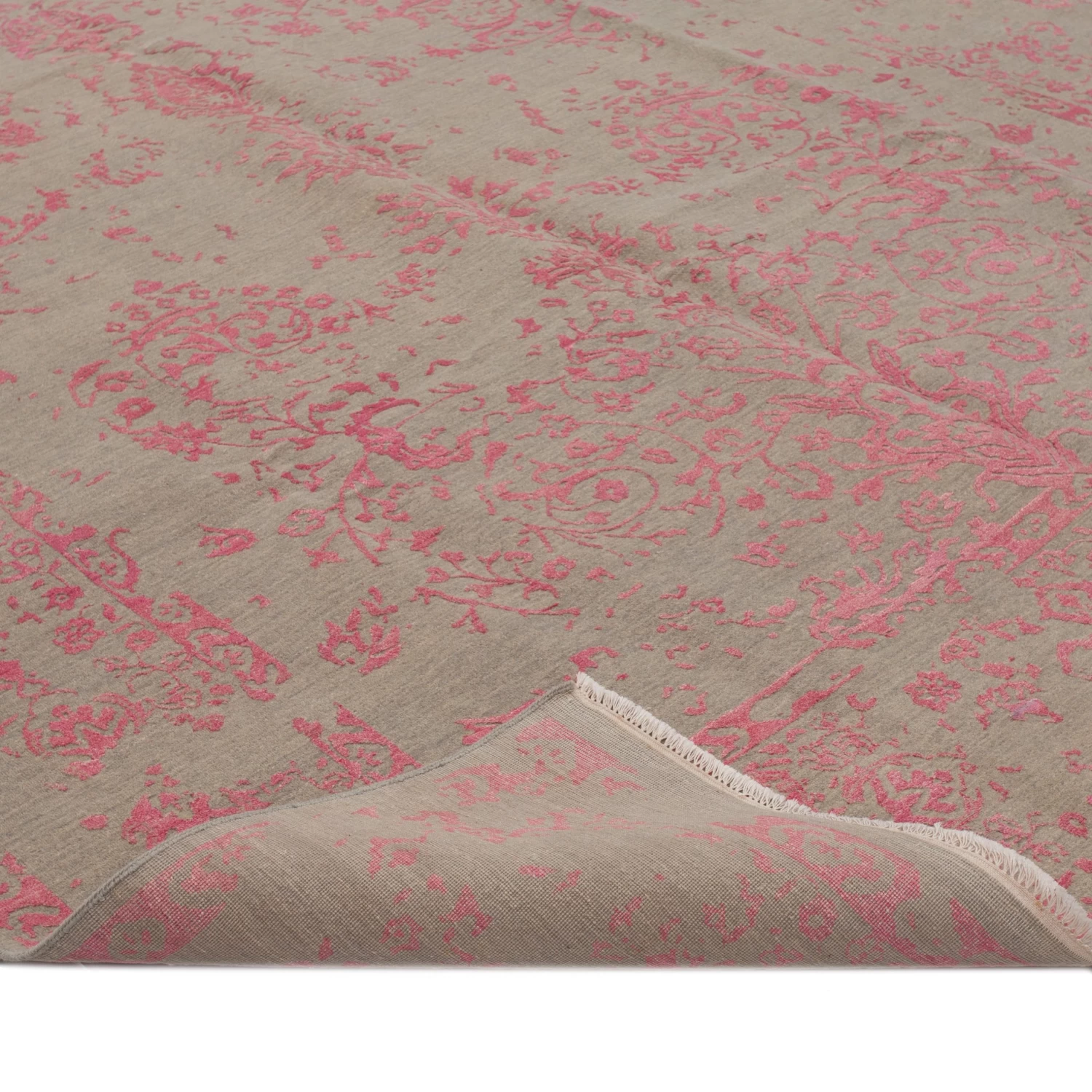 Pink Modern Wool Rug - 9'1" X 12'8" 6 Pink Modern Wool Rug - 9'1" X 12'8" - Image 4