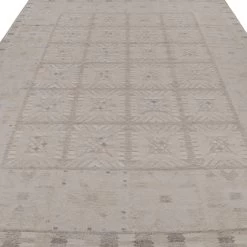 Grey Swedish Flatweave Wool Rug - 12'2" X 15'9" -Home Comprehensive Shop 3034411 3