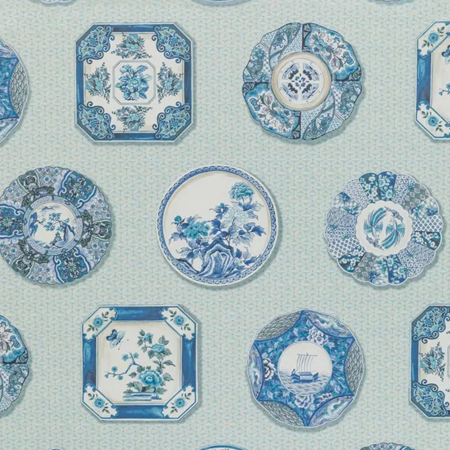 Blue Willow Wallpaper, 11 Yard Roll 3 Blue Willow Wallpaper, 11 Yard Roll