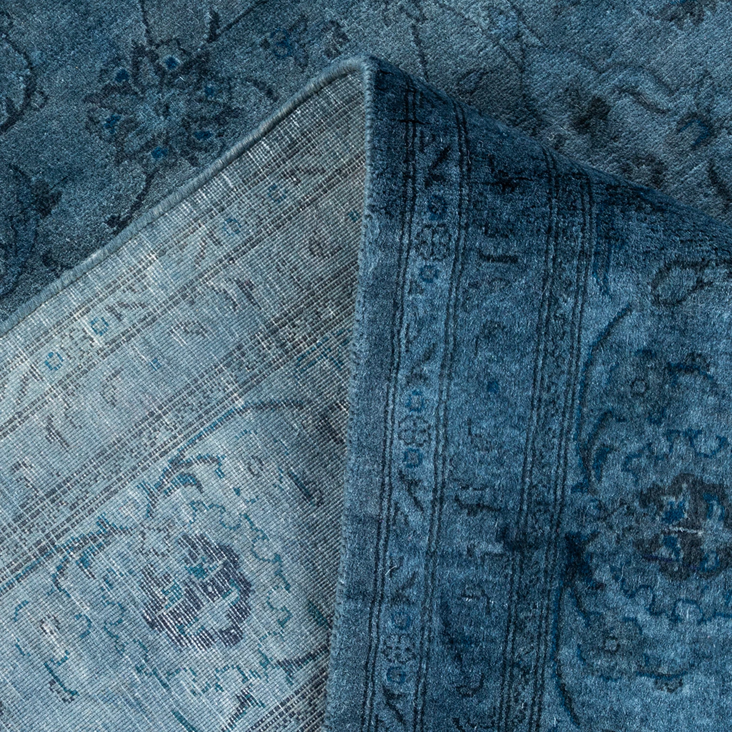 Blue Overdyed Area Rug - 6'1" X 9'1" 9 Blue Overdyed Area Rug - 6'1" X 9'1" - Image 7