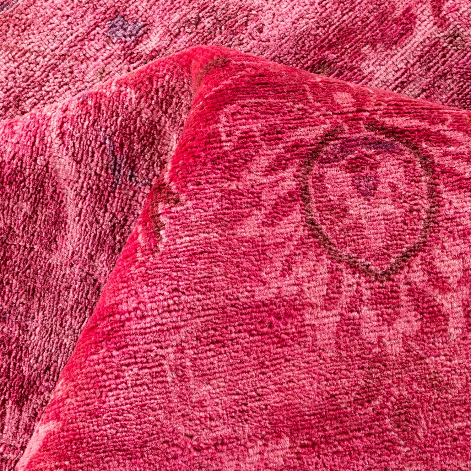 Pink Color Deform Overdyed Area Rug - 8' X 10'2" 10 Pink Color Deform Overdyed Area Rug - 8' X 10'2" - Image 8