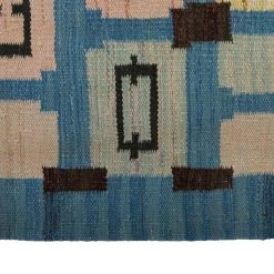 Blue Mid-Century Flatweave Wool Rug - 8' X 10' 11 Blue Mid-Century Flatweave Wool Rug - 8' X 10' -Home Comprehensive Shop 3037462 5