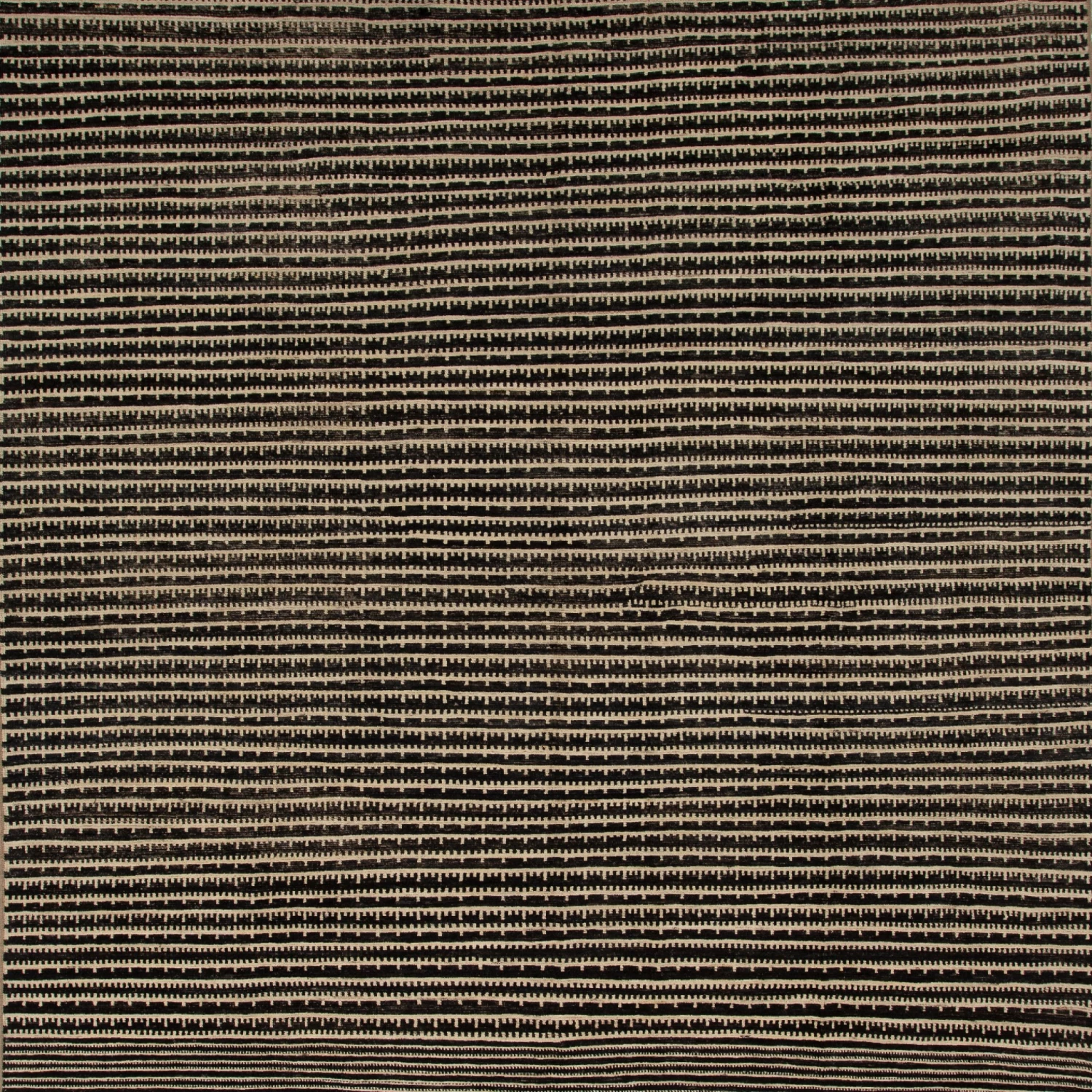 Black And Beige Zameen Transitional Wool Rug - 11'8" X 15'8" 4 Black And Beige Zameen Transitional Wool Rug - 11'8" X 15'8" - Image 2
