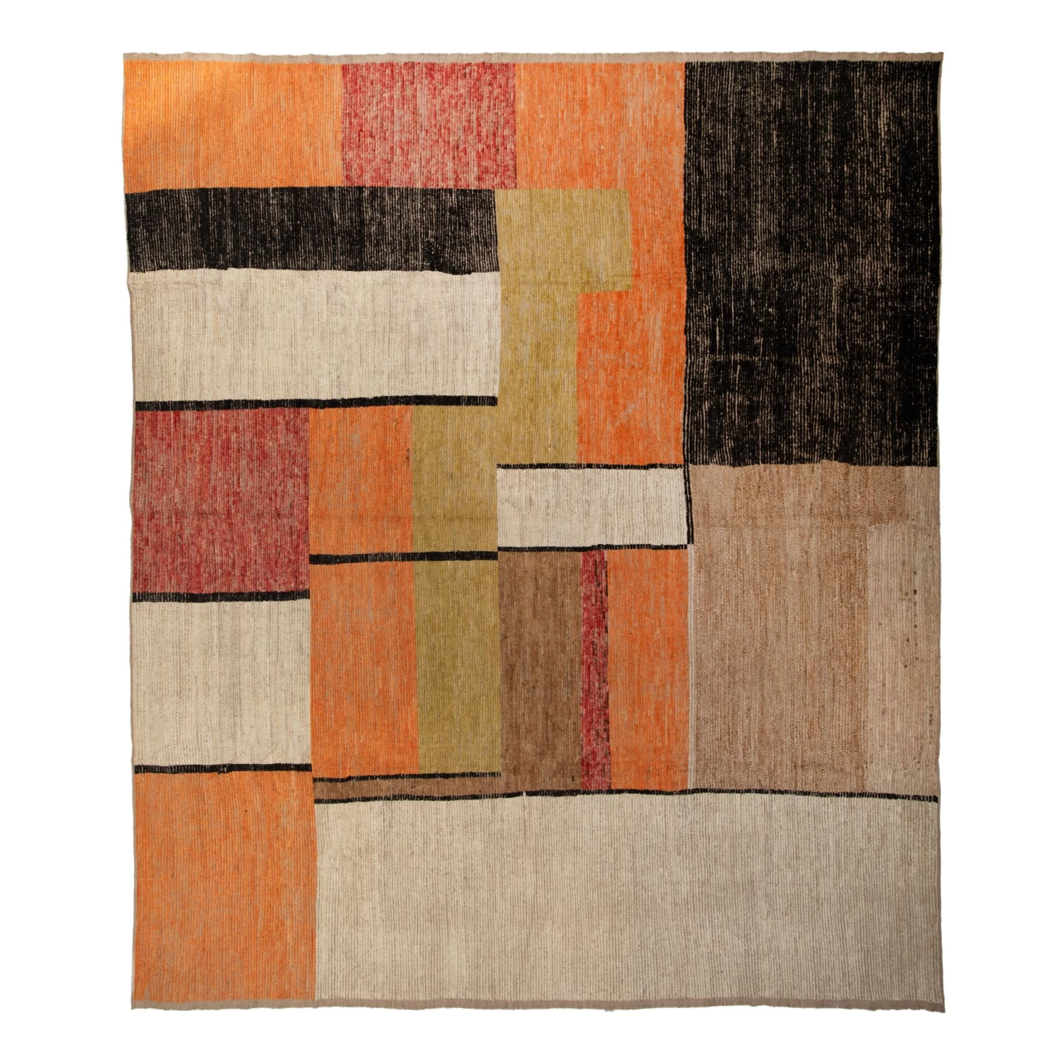 Orange Zameen Transitional Wool Rug - 16' X 14'2" 3 Orange Zameen Transitional Wool Rug - 16' X 14'2"
