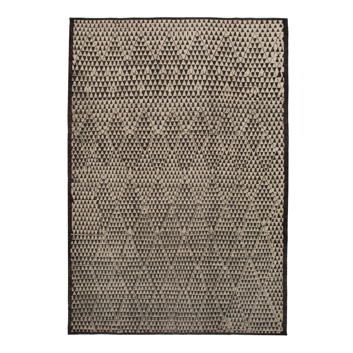 Black And White Zameen Transitional Wool Rug - 10'6" X 15'5" 3 Black And White Zameen Transitional Wool Rug - 10'6" X 15'5"