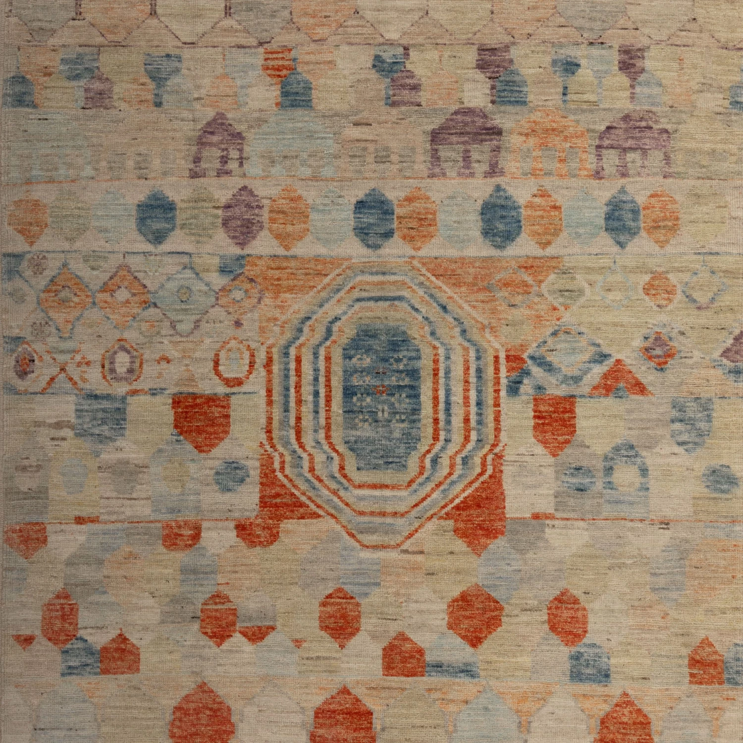 Multicolored Mosaic Wool Rug - 5'8" X 7'11" 4 Multicolored Mosaic Wool Rug - 5'8" X 7'11" - Image 2