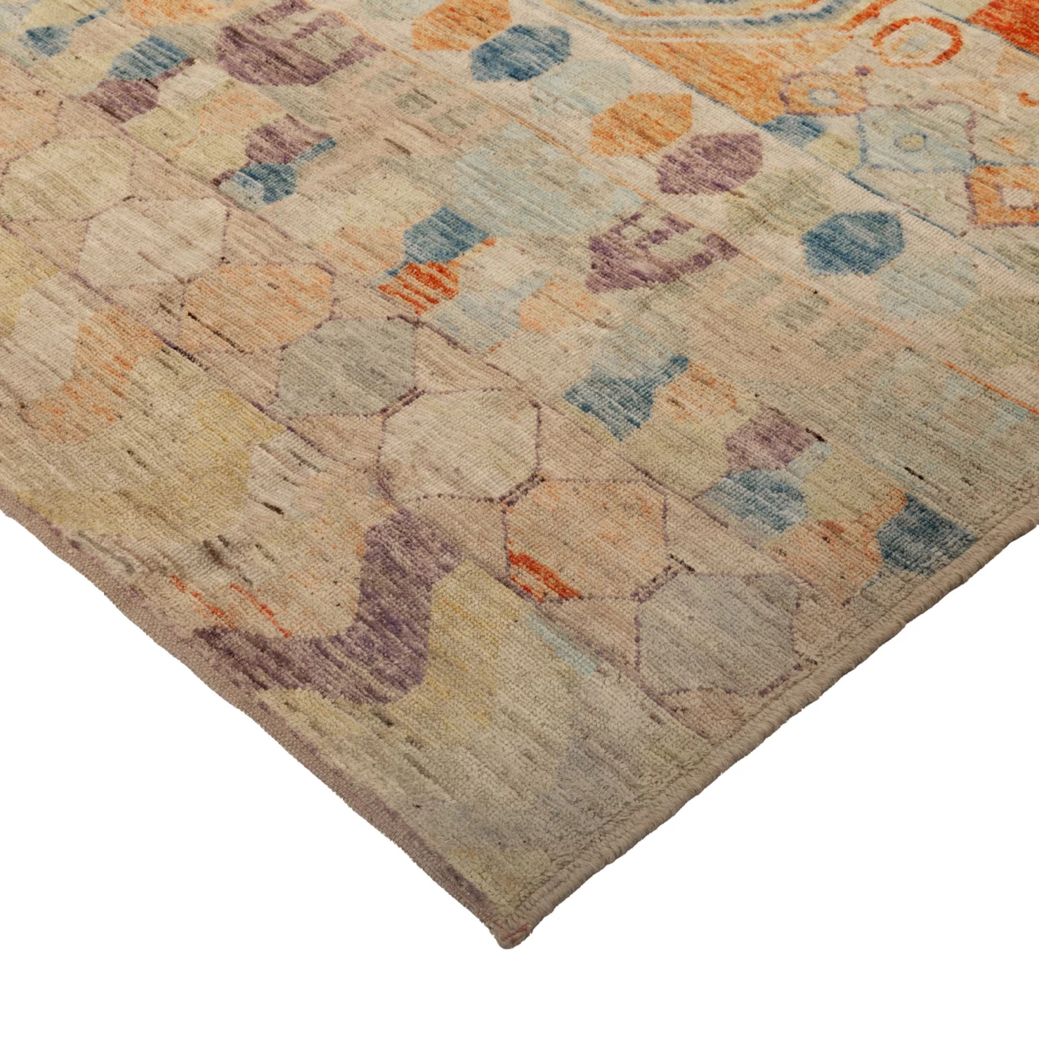 Multicolored Mosaic Wool Rug - 5'8" X 7'11" 5 Multicolored Mosaic Wool Rug - 5'8" X 7'11" - Image 3
