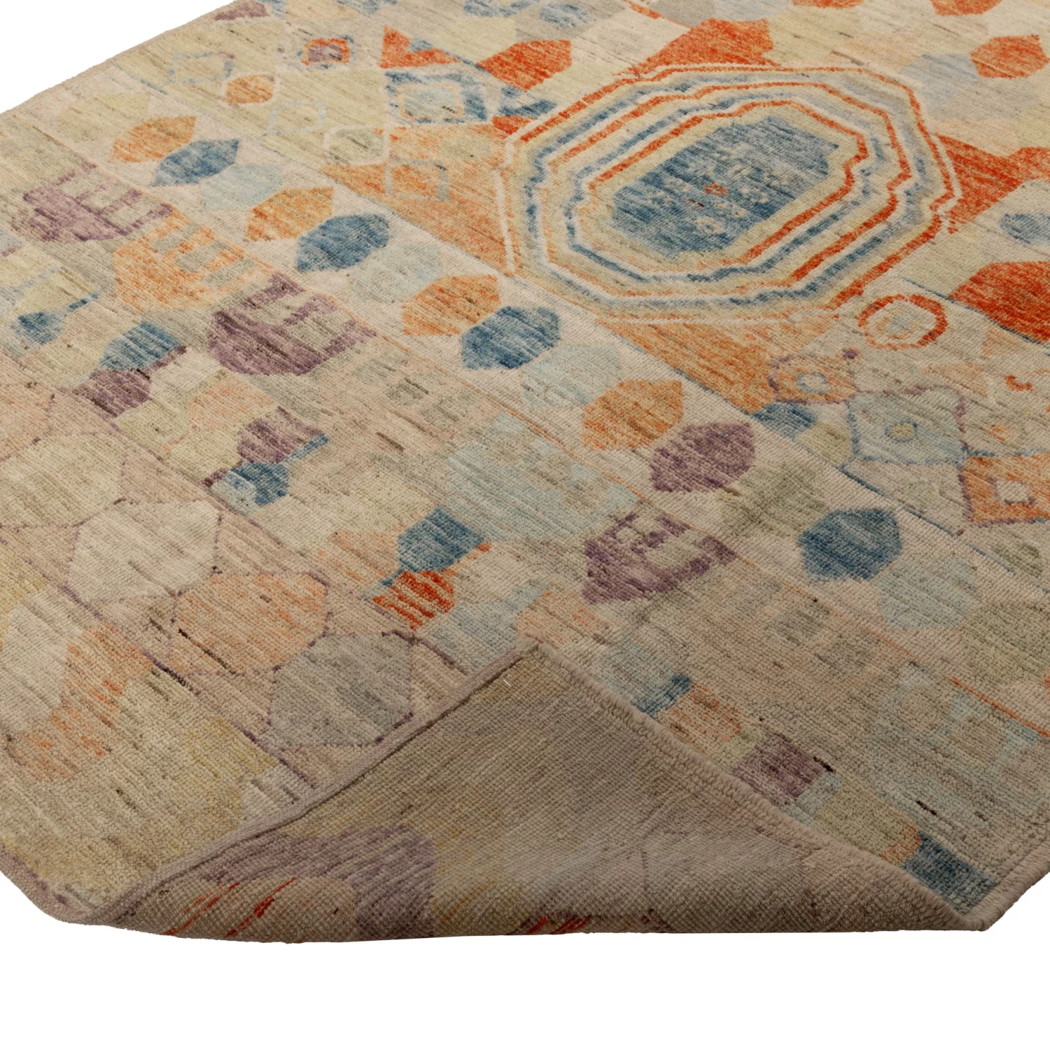 Multicolored Mosaic Wool Rug - 5'8" X 7'11" 6 Multicolored Mosaic Wool Rug - 5'8" X 7'11" - Image 4