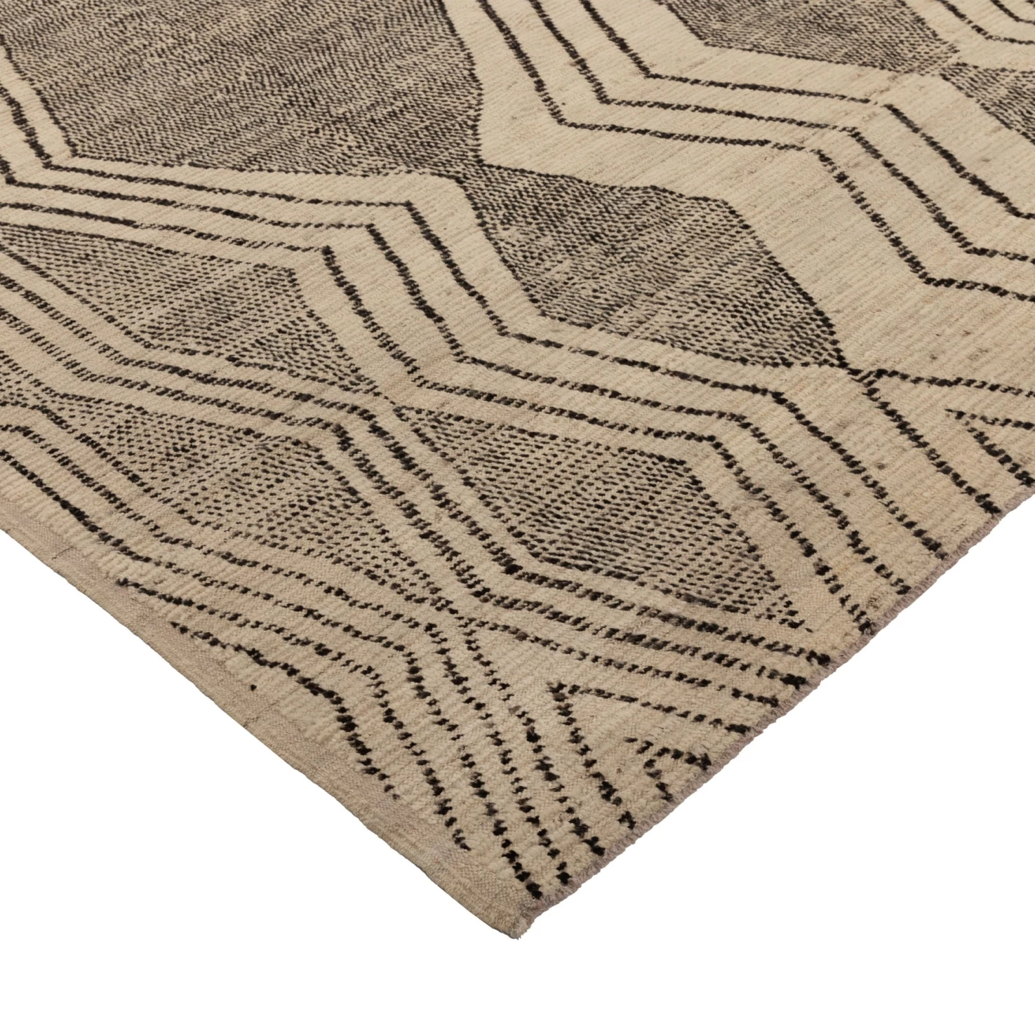 Black And White Zameen Modern Wool Rug - 8'10" X 9'7" 5 Black And White Zameen Modern Wool Rug - 8'10" X 9'7" - Image 3