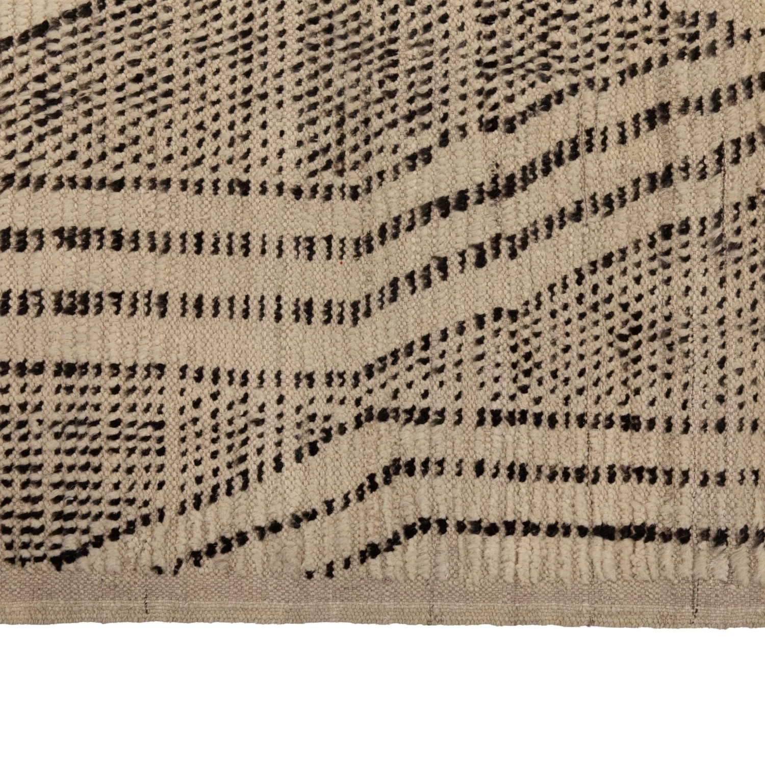 Black And White Zameen Modern Wool Rug - 8'10" X 9'7" 7 Black And White Zameen Modern Wool Rug - 8'10" X 9'7" - Image 5