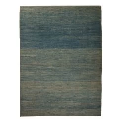 Blue Solid Zameen Modern Wool Rug - 9'1" X 11'10"