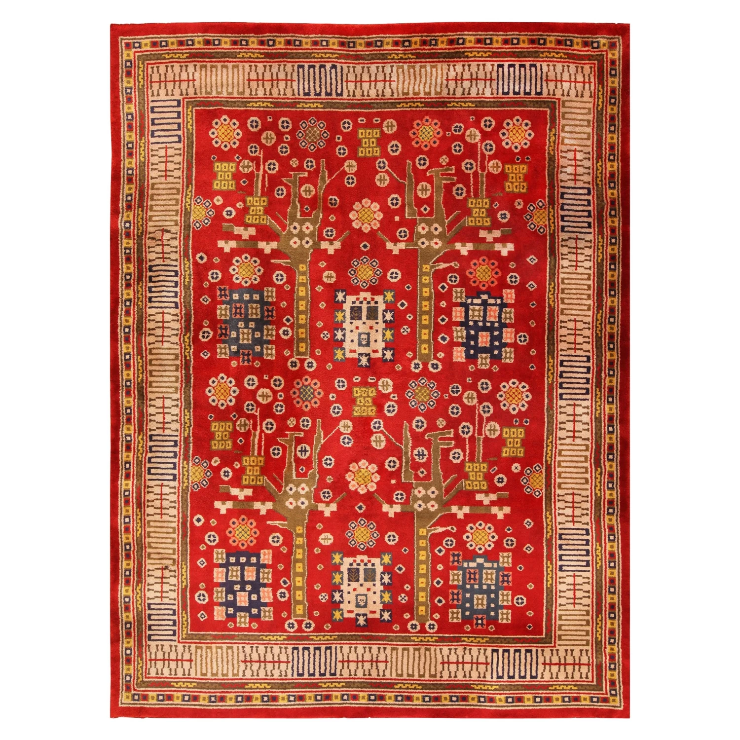 Red Vintage Scandinavian Wool Rug - 10'3" X 13'8" 3 Red Vintage Scandinavian Wool Rug - 10'3" X 13'8"