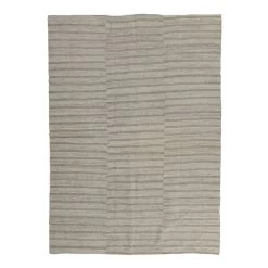 Grey Striped Turkish Flatweave Wool Rug - 6' X 8'4"