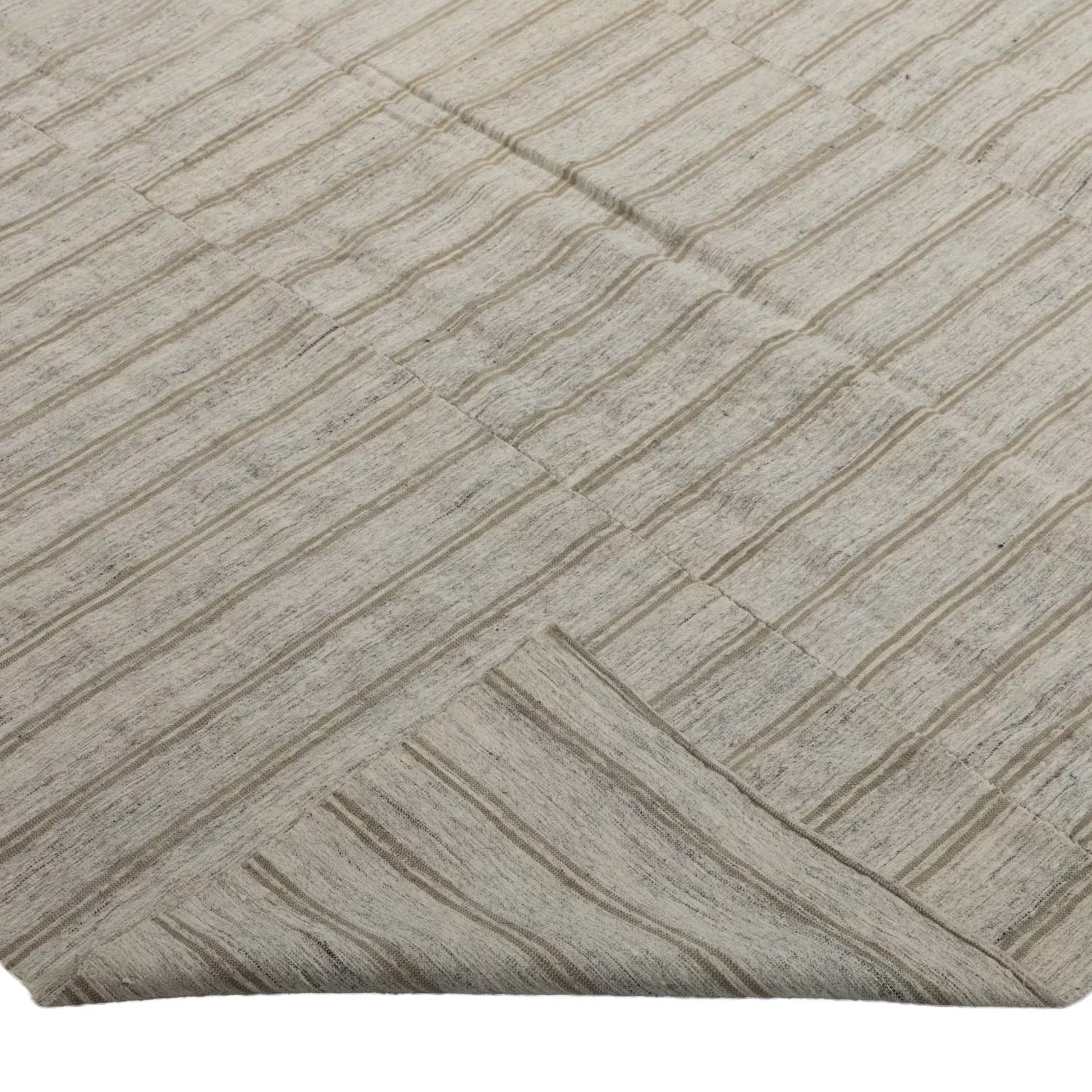 Grey Striped Turkish Flatweave Wool Rug - 6' X 8'4" 6 Grey Striped Turkish Flatweave Wool Rug - 6' X 8'4" - Image 4