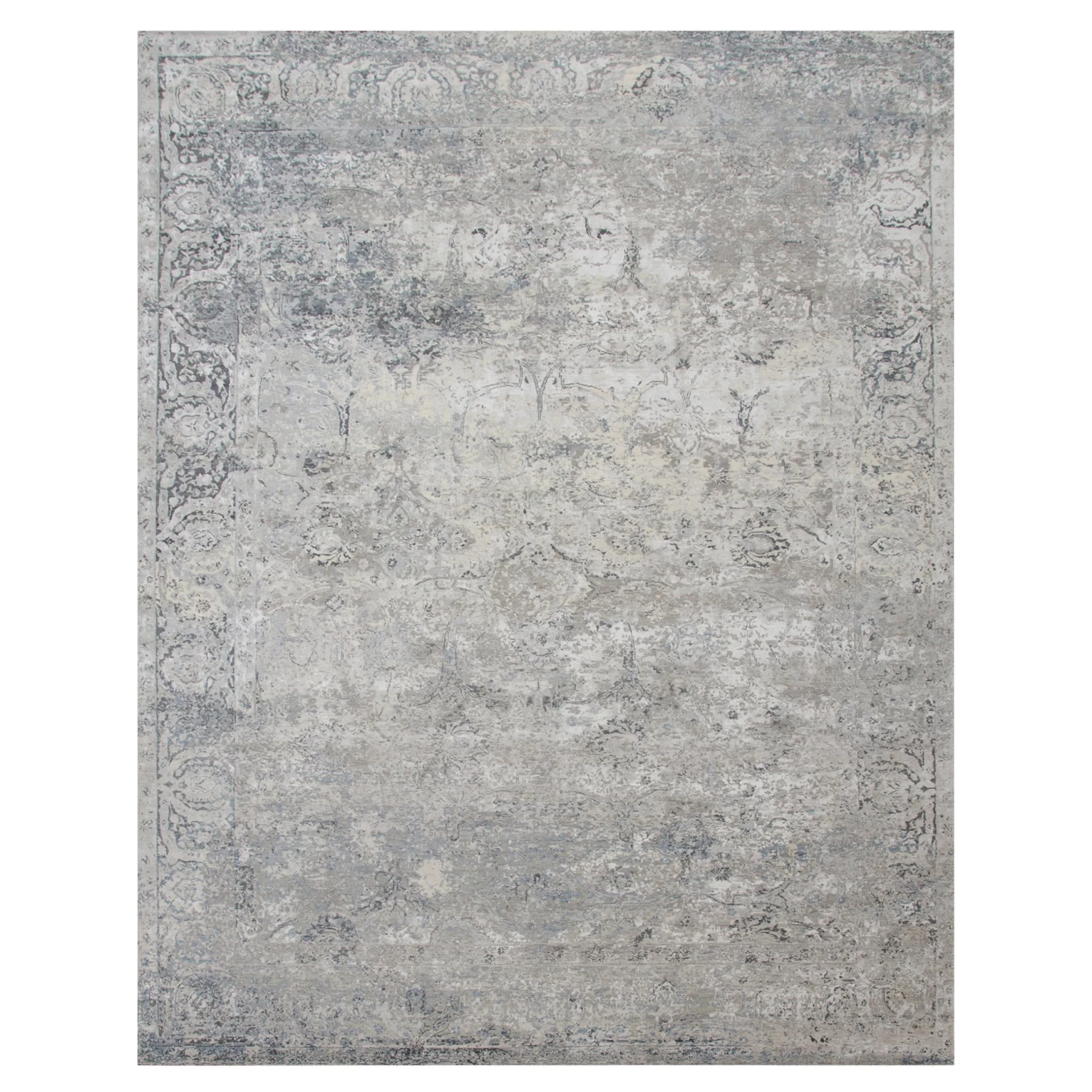 Grey Samoke Transitional Wool & Silk Rug - 9'1" X 12'1" 3 Grey Samoke Transitional Wool & Silk Rug - 9'1" X 12'1"