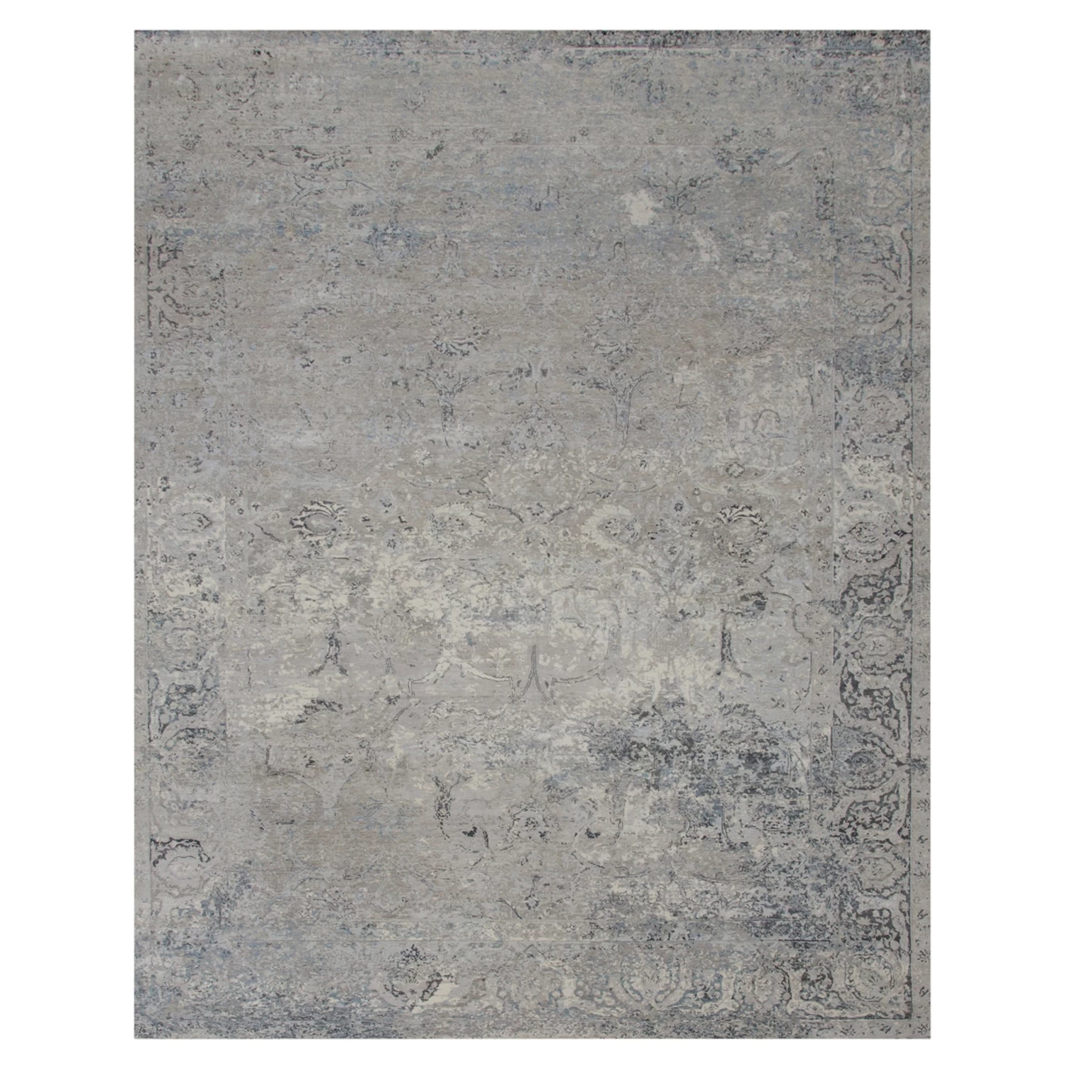 Grey Samoke Transitional Wool & Silk Rug - 9'1" X 12'1" 4 Grey Samoke Transitional Wool & Silk Rug - 9'1" X 12'1" - Image 2