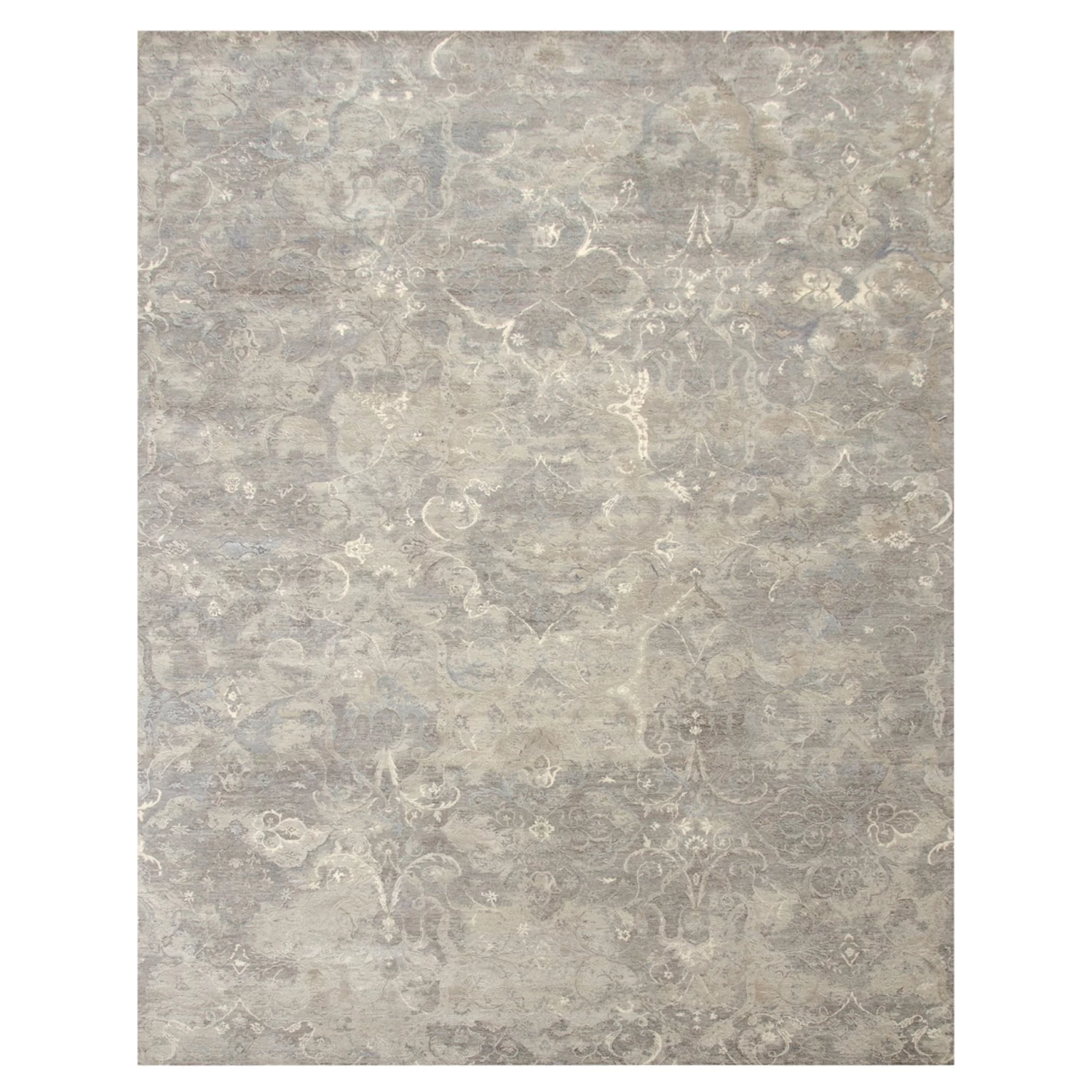 Grey Samoke Wool & Silk Rug - 9'1" X 12'2" 3 Grey Samoke Wool & Silk Rug - 9'1" X 12'2"