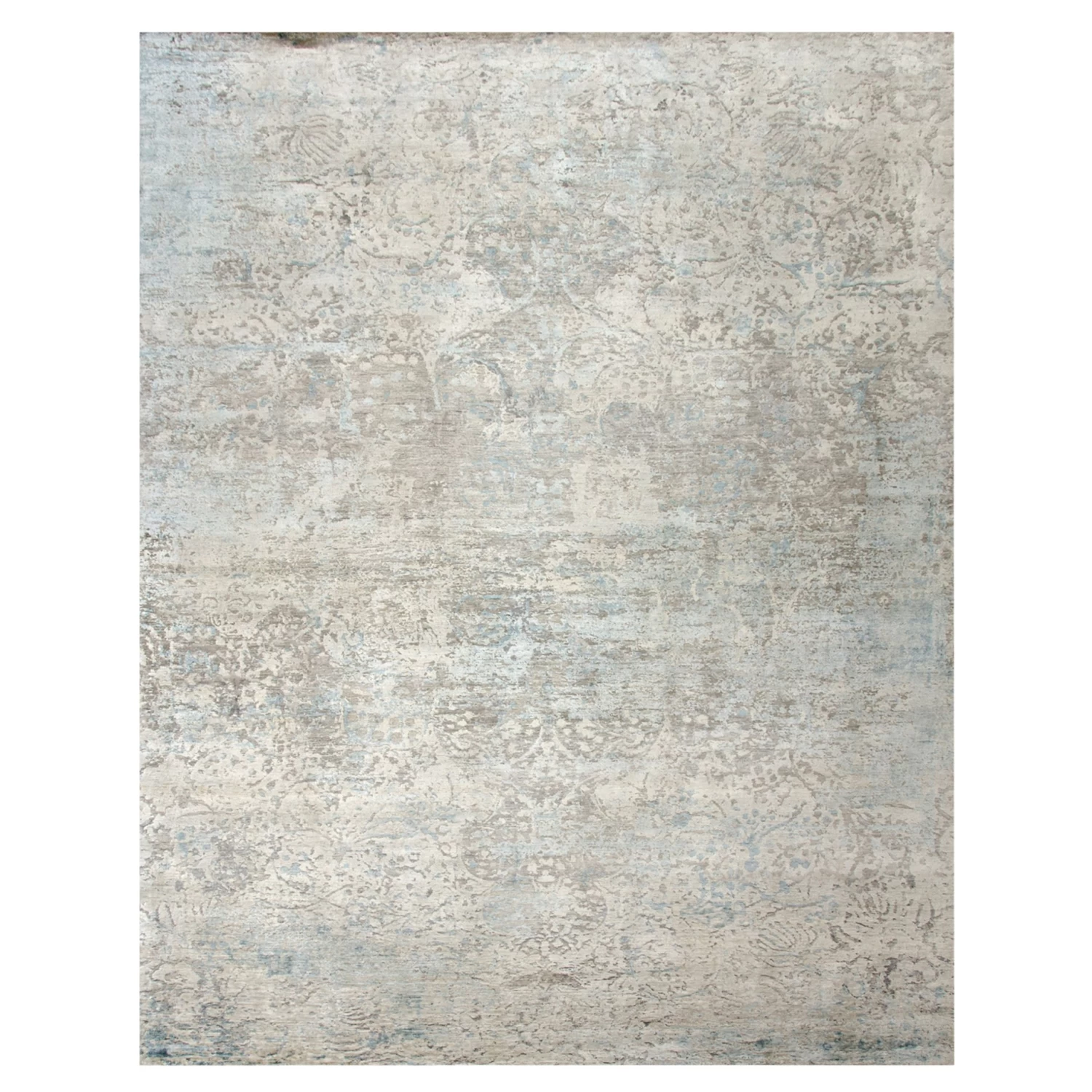 Blue And Grey Samoke Transitional Silk Rug - 8'11" X 12' 4 Blue And Grey Samoke Transitional Silk Rug - 8'11" X 12' - Image 2