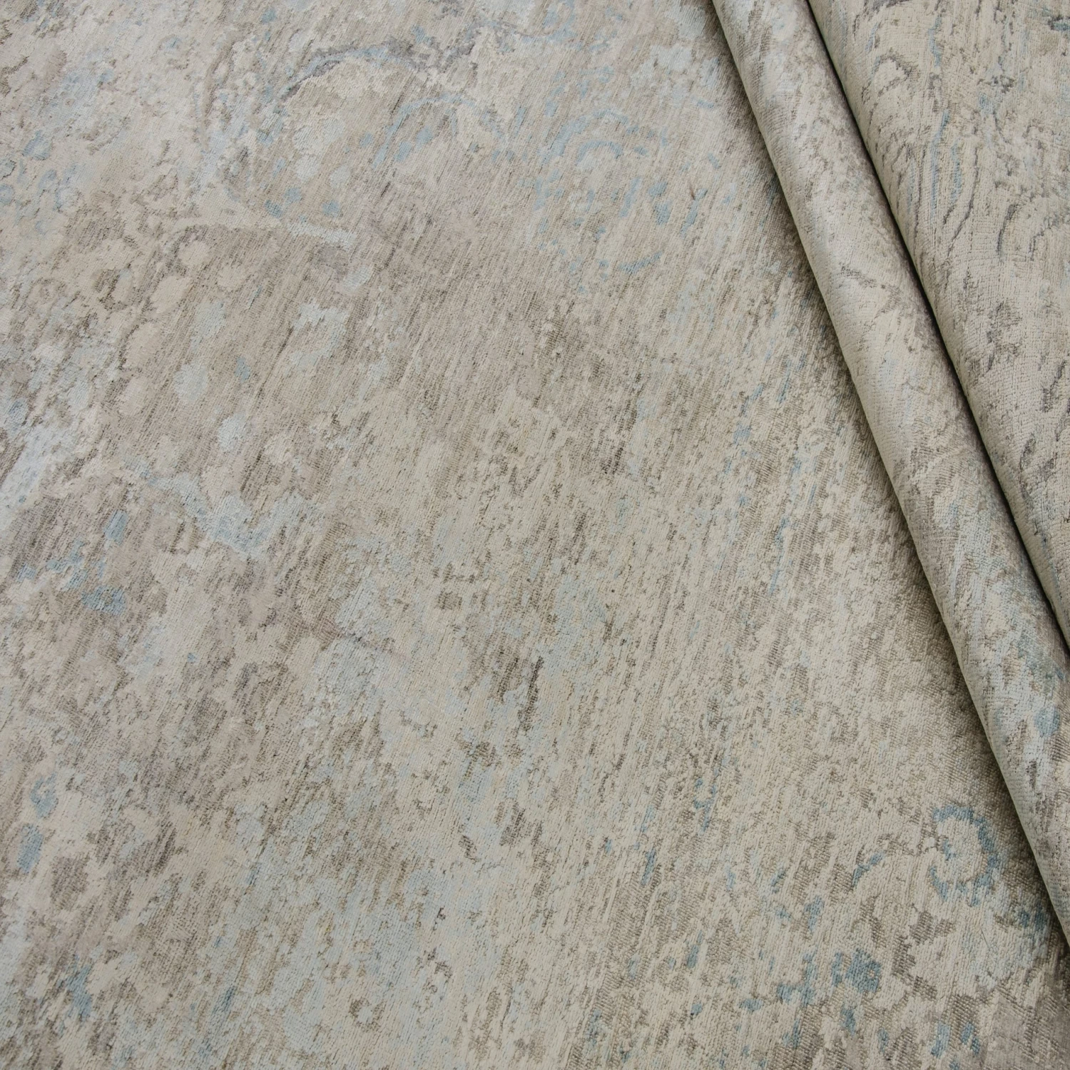 Blue And Grey Samoke Transitional Silk Rug - 8'11" X 12' 9 Blue And Grey Samoke Transitional Silk Rug - 8'11" X 12' - Image 7