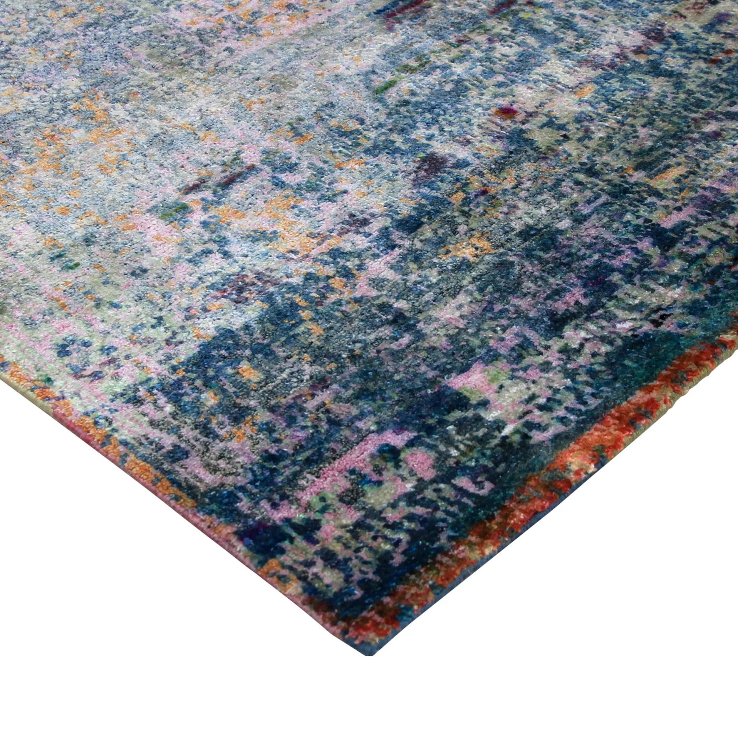 Multicolored Transitional Silk Rug - 6' X 9'5" 4 Multicolored Transitional Silk Rug - 6' X 9'5" - Image 2